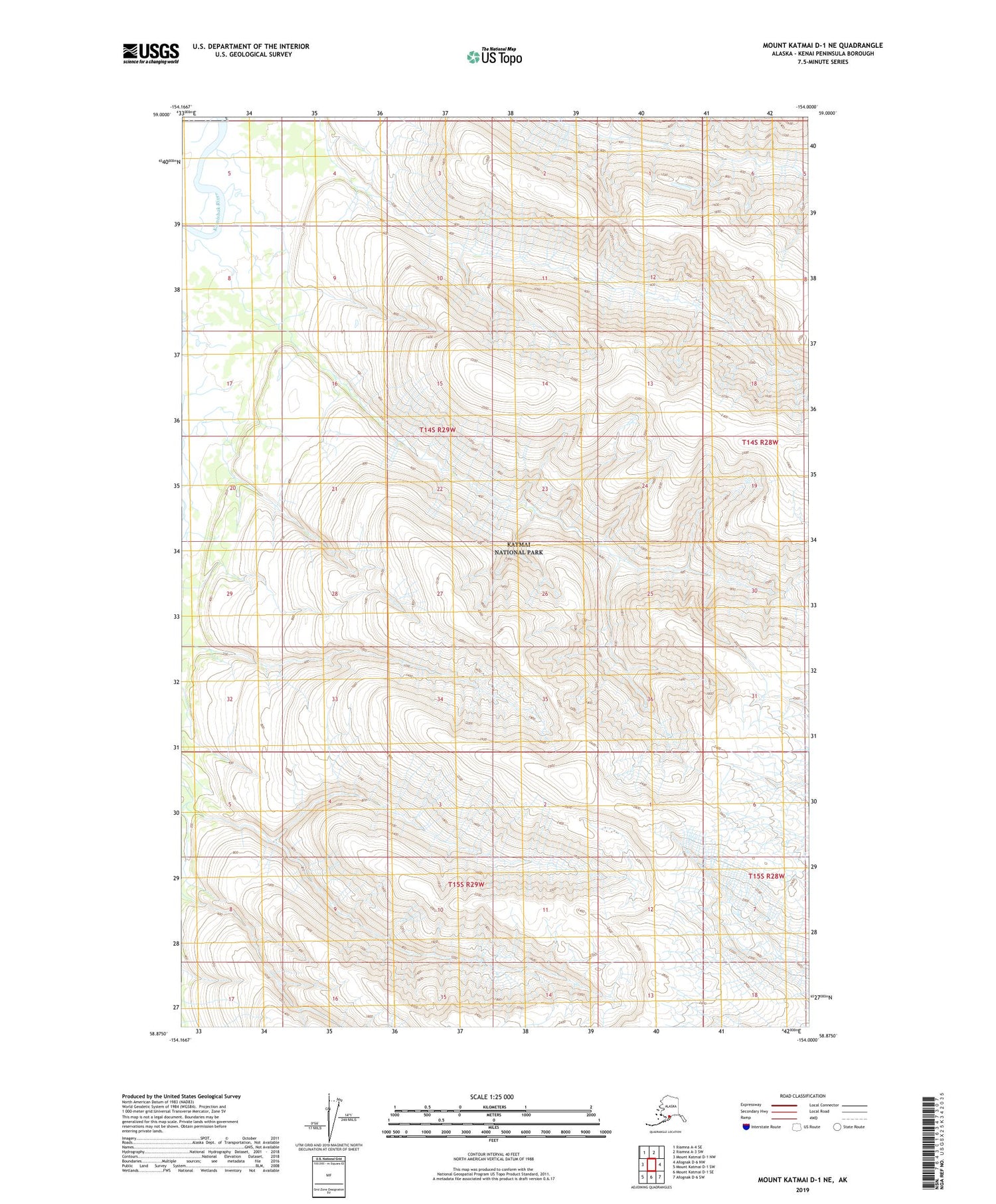 Mount Katmai D-1 NE Alaska US Topo Map Image