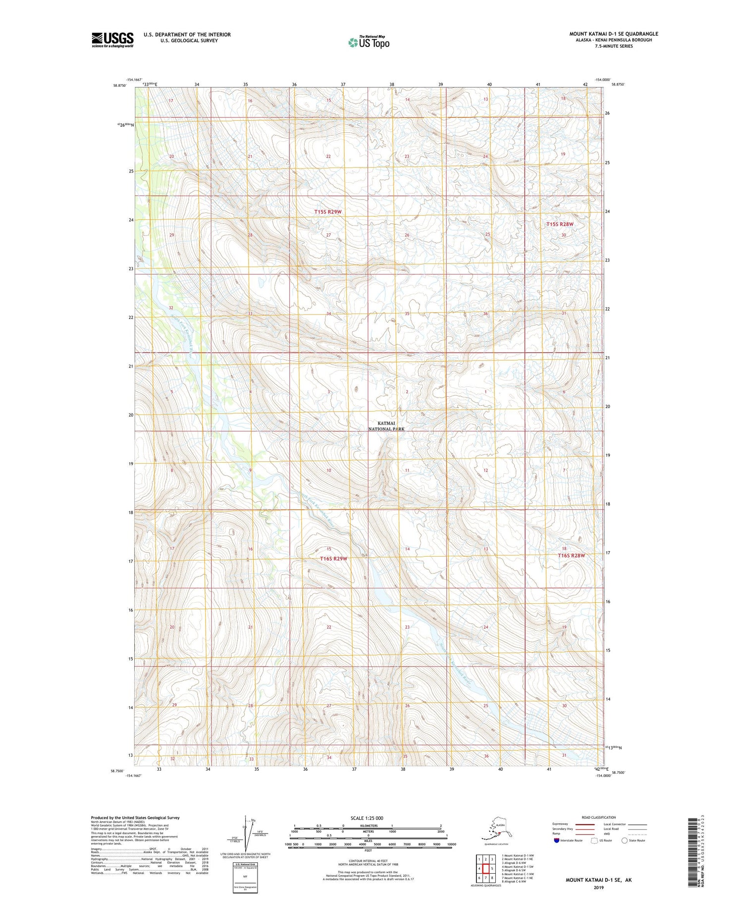 Mount Katmai D-1 SE Alaska US Topo Map Image