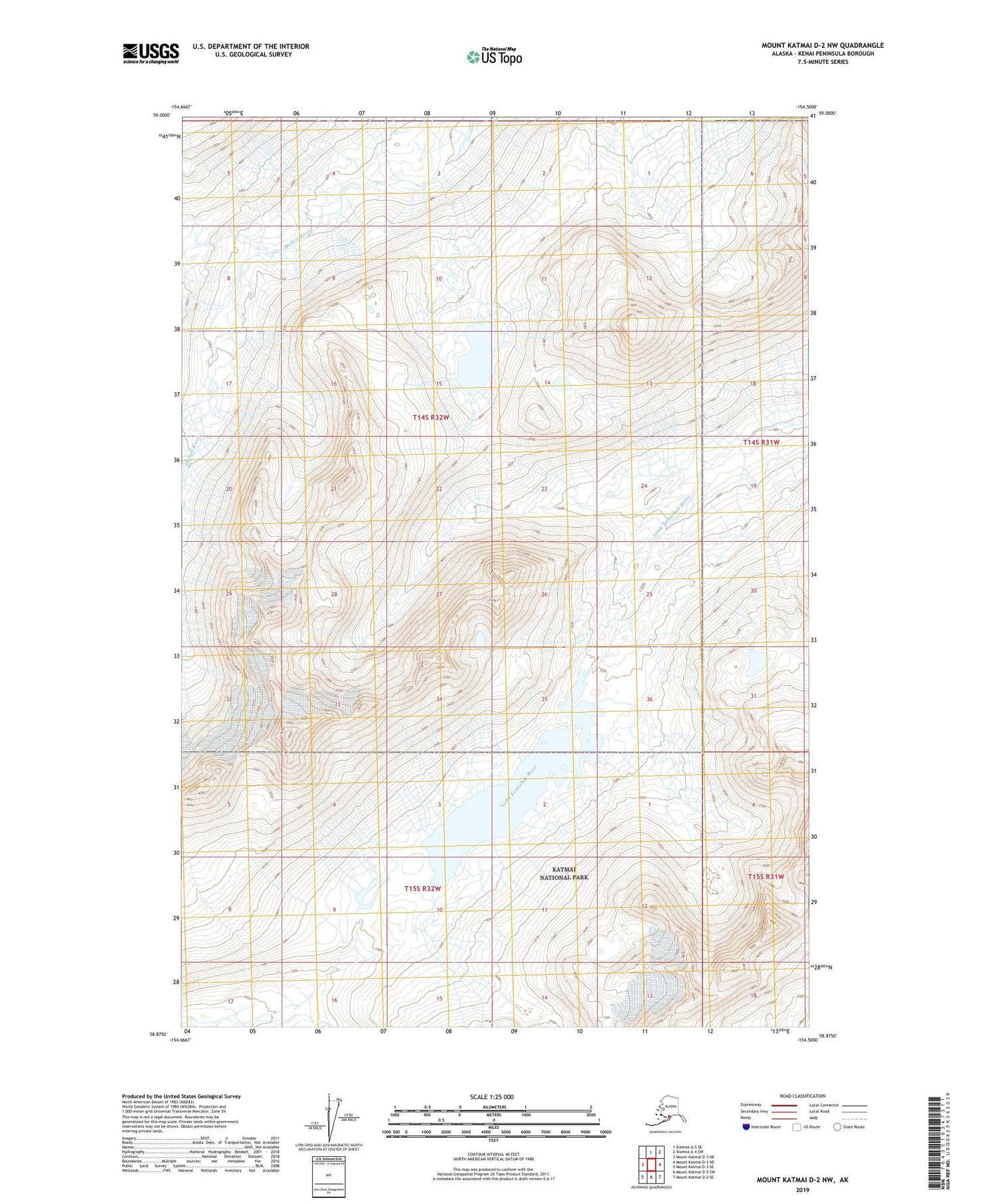 Mount Katmai D-2 NW Alaska US Topo Map Image