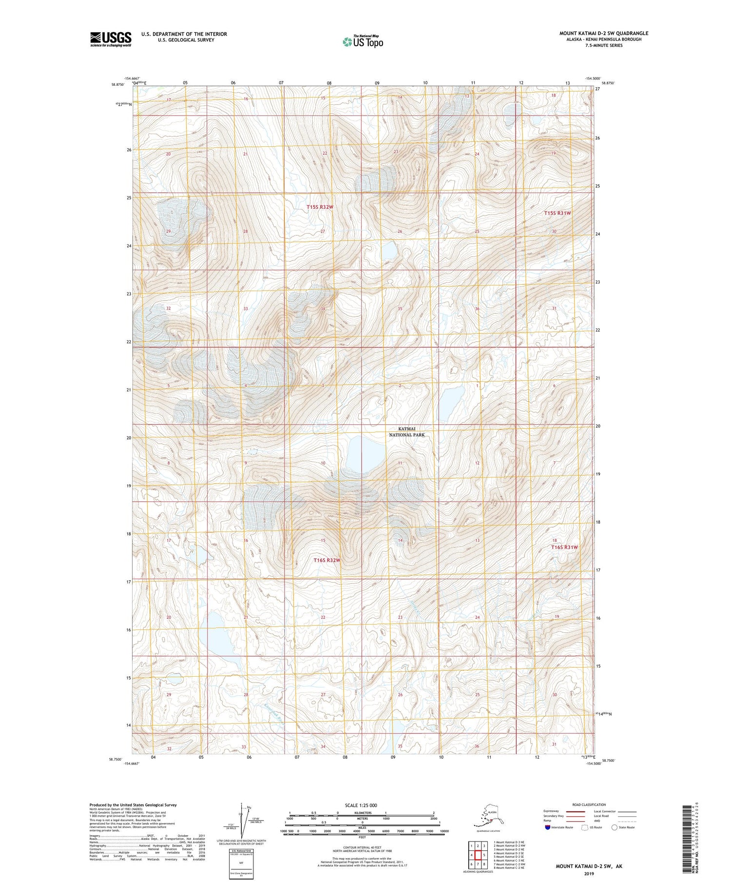 Mount Katmai D-2 SW Alaska US Topo Map Image
