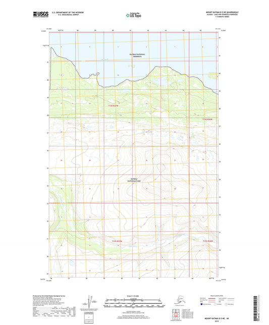 Mount Katmai D-5 NE Alaska US Topo Map Image