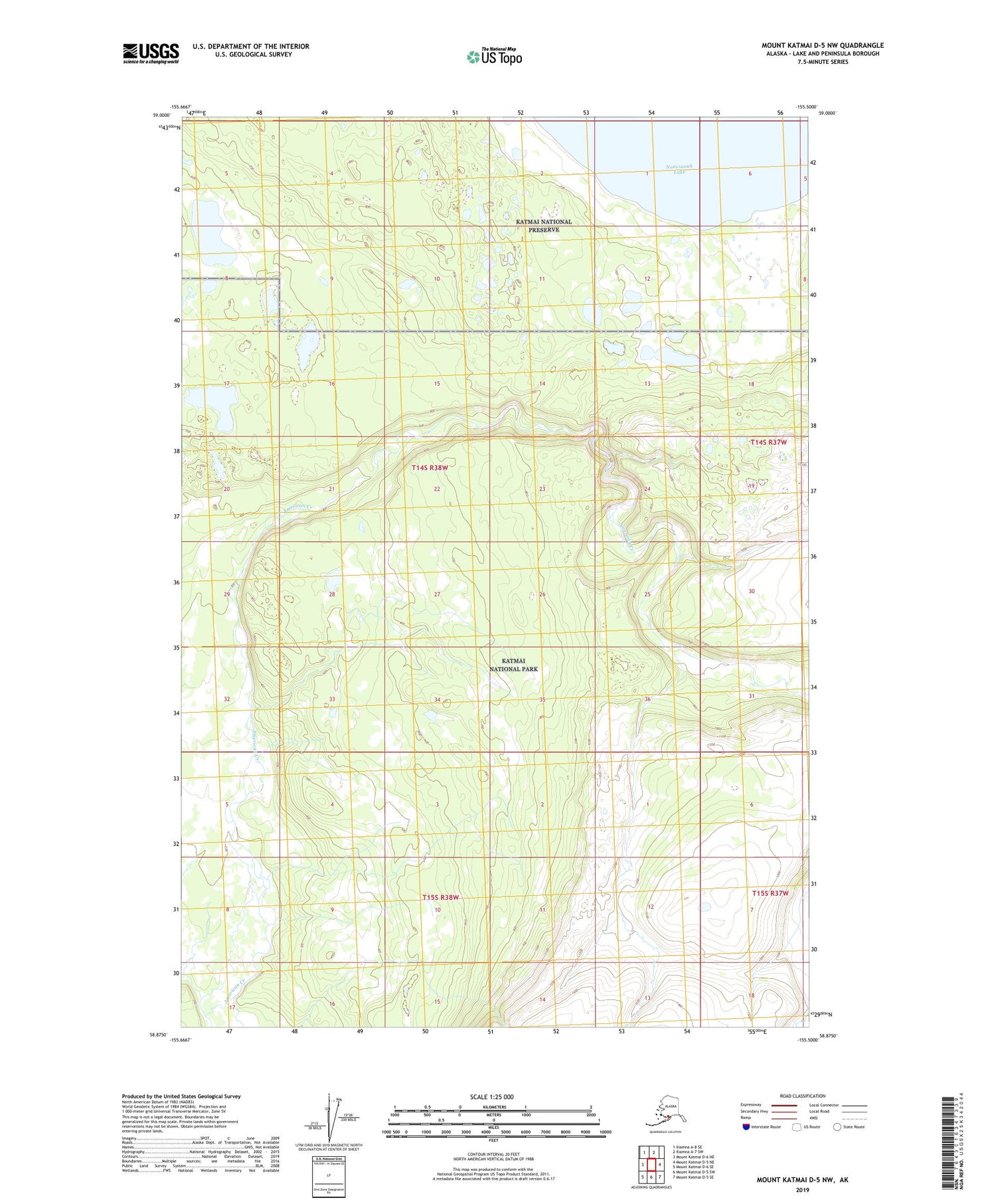 Mount Katmai D-5 NW Alaska US Topo Map Image