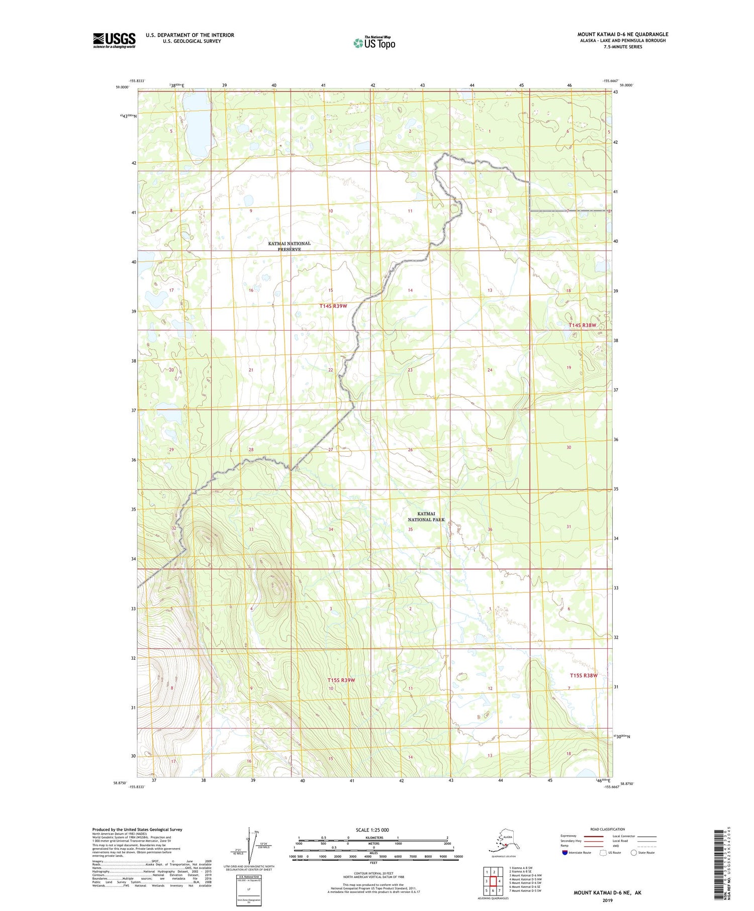 Mount Katmai D-6 NE Alaska US Topo Map Image