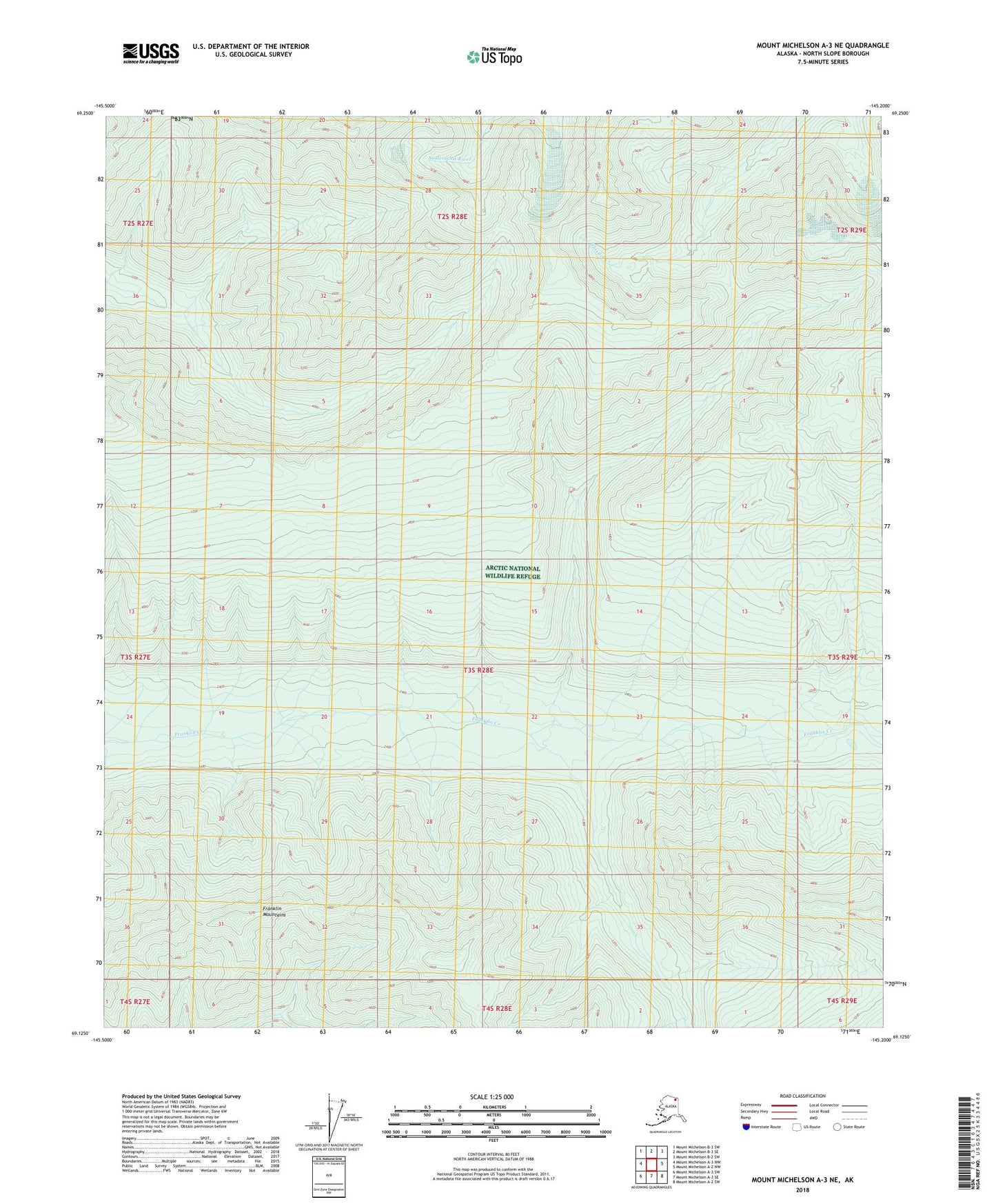 Mount Michelson A-3 NE Alaska US Topo Map Image