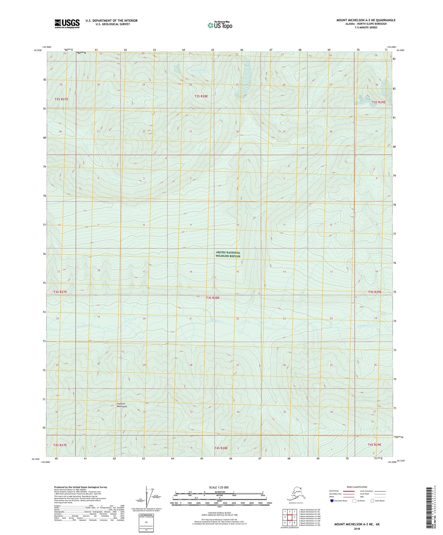 Mount Michelson A-3 NE Alaska US Topo Map Image