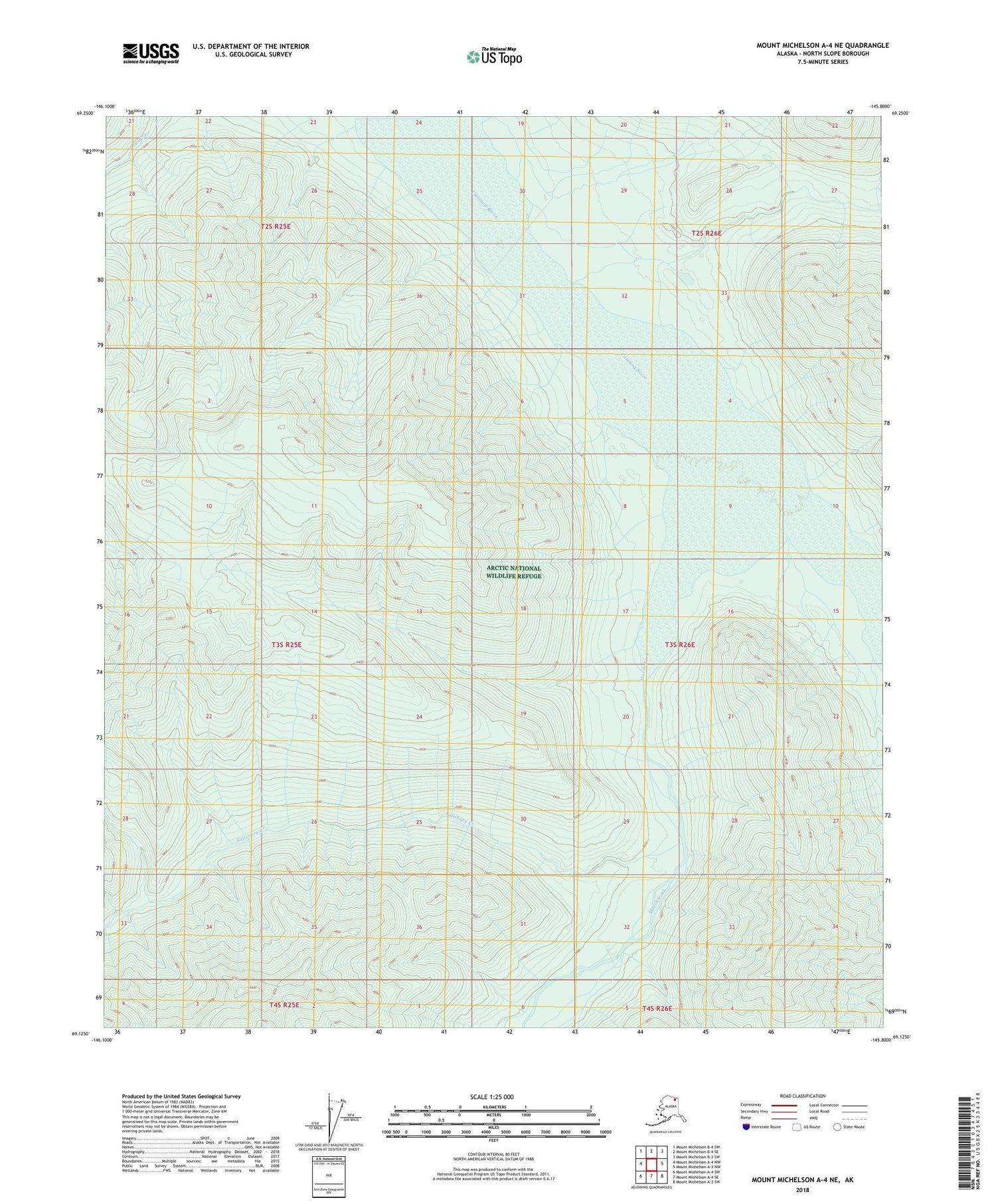 Mount Michelson A-4 NE Alaska US Topo Map Image