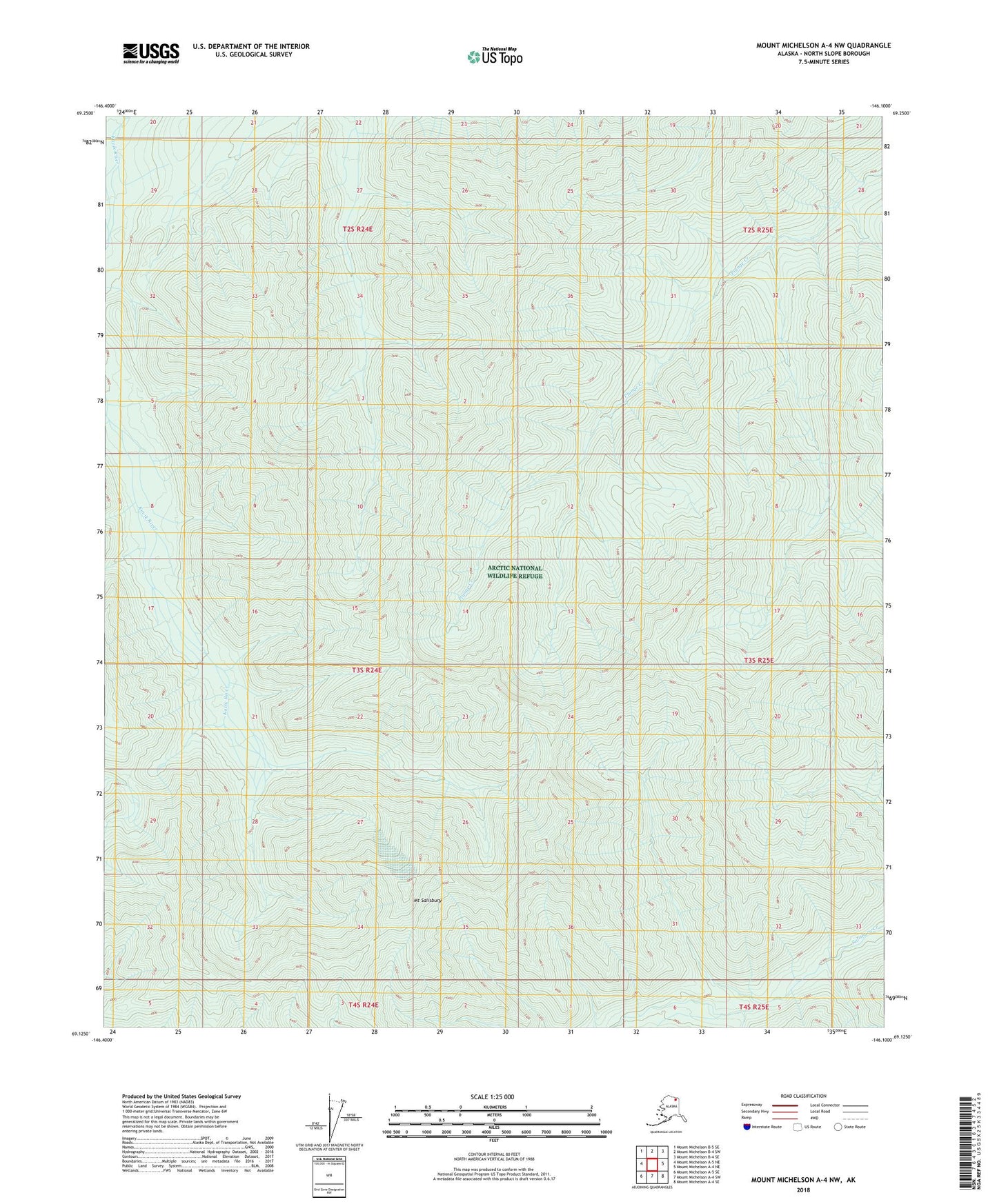 Mount Michelson A-4 NW Alaska US Topo Map Image