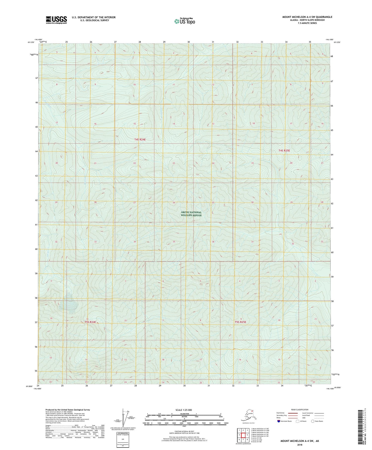 Mount Michelson A-4 SW Alaska US Topo Map Image