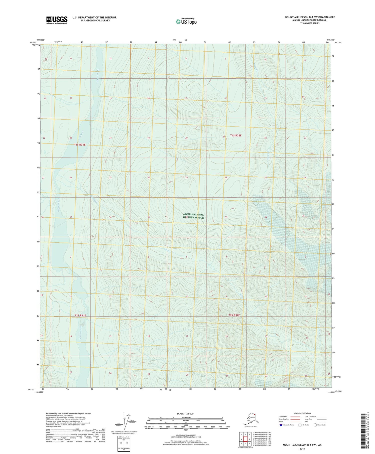 Mount Michelson B-1 SW Alaska US Topo Map Image