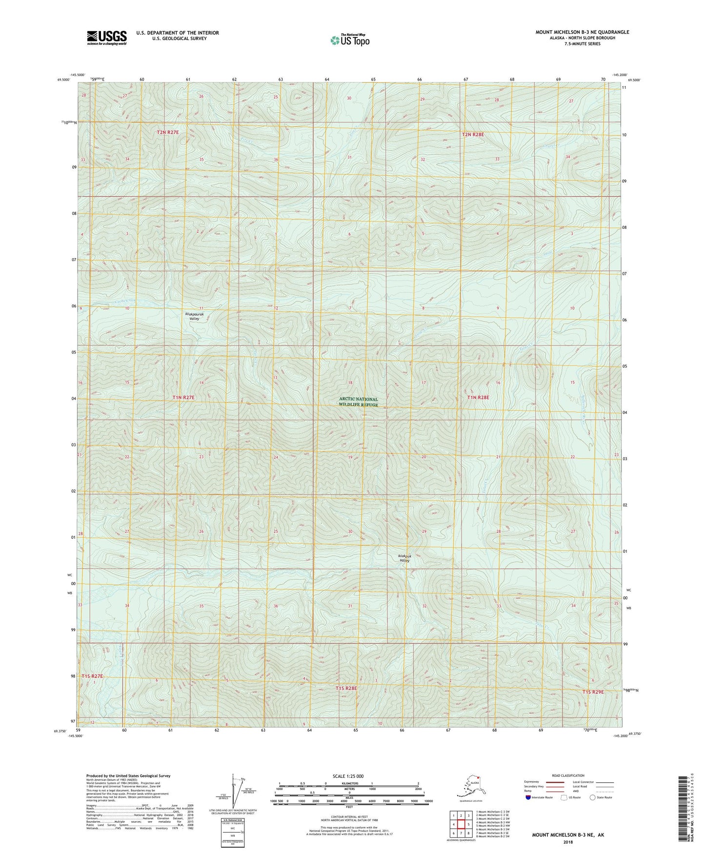 Mount Michelson B-3 NE Alaska US Topo Map Image