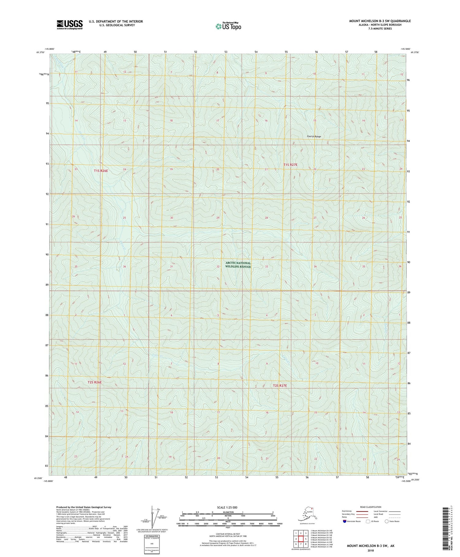 Mount Michelson B-3 SW Alaska US Topo Map Image