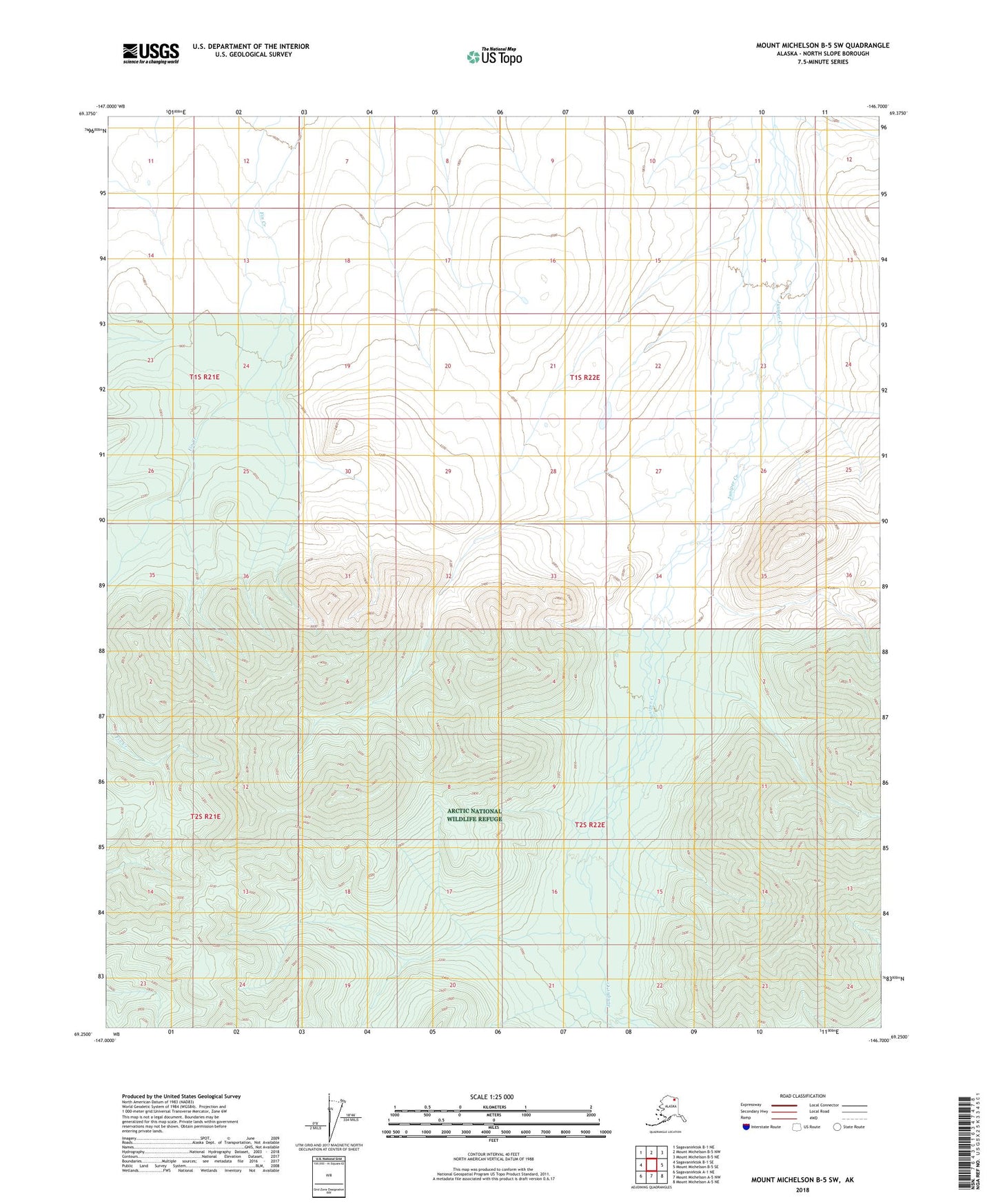 Mount Michelson B-5 SW Alaska US Topo Map Image