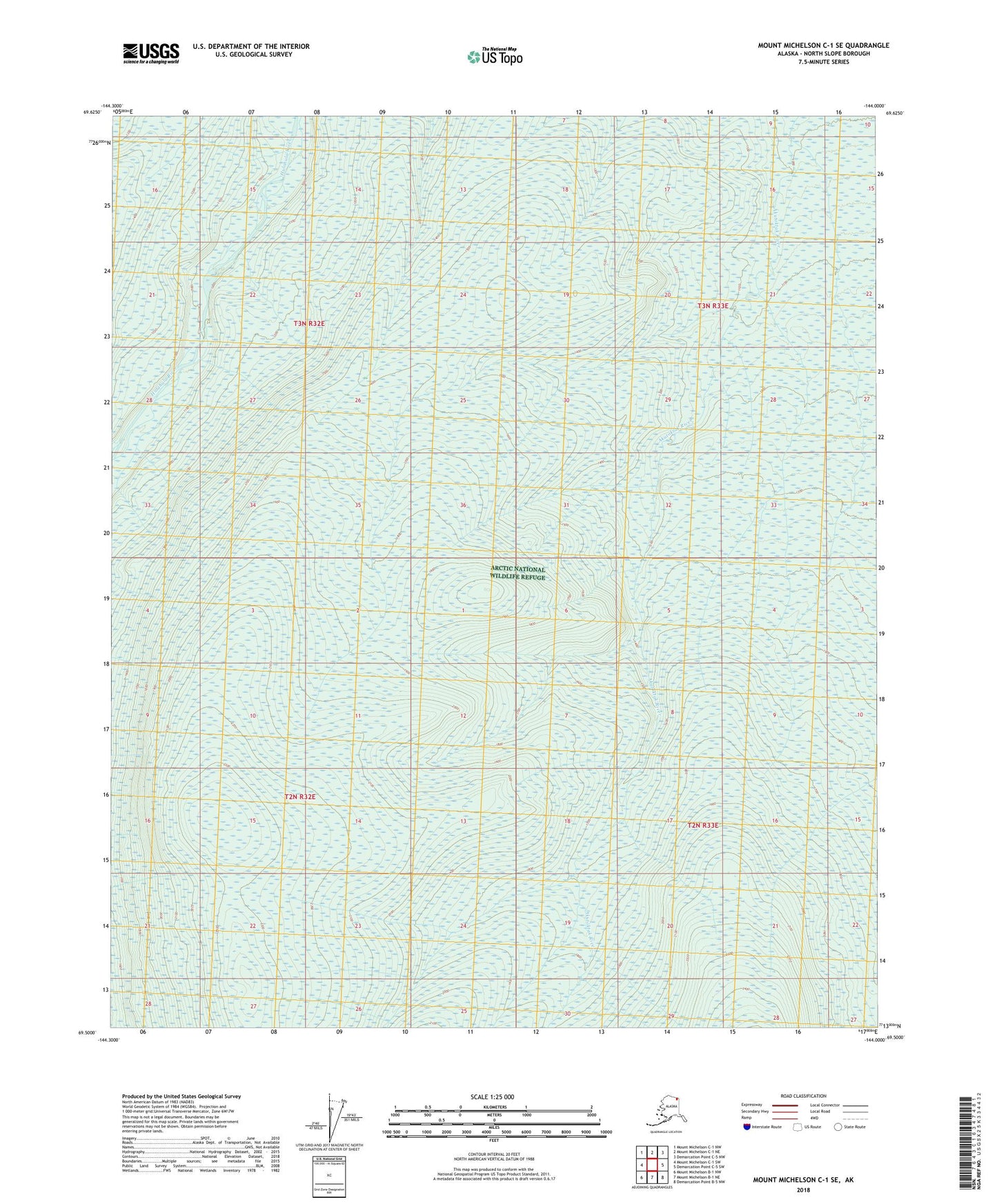 Mount Michelson C-1 SE Alaska US Topo Map Image