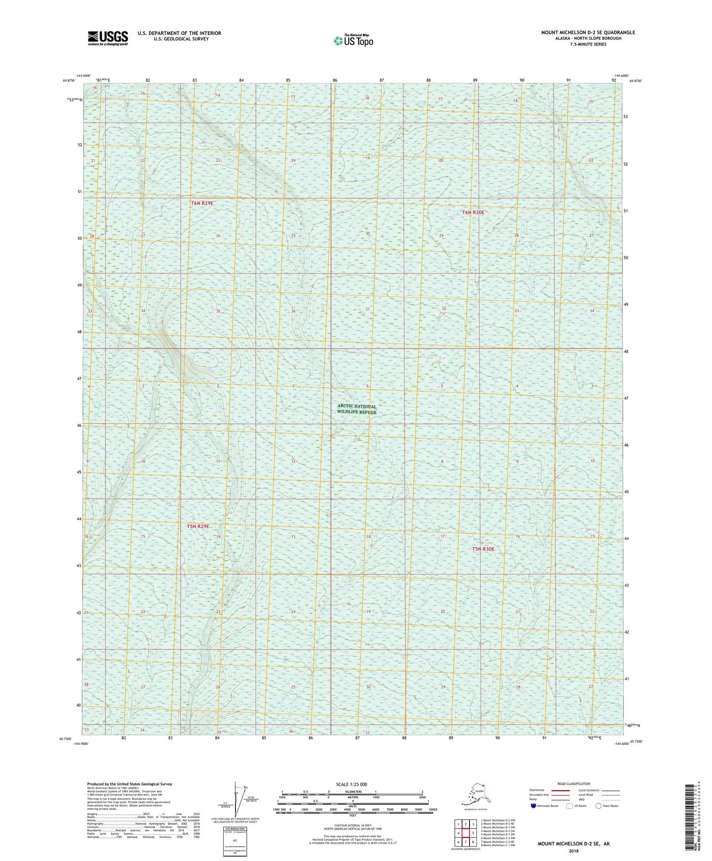 Mount Michelson D-2 SE Alaska US Topo Map Image