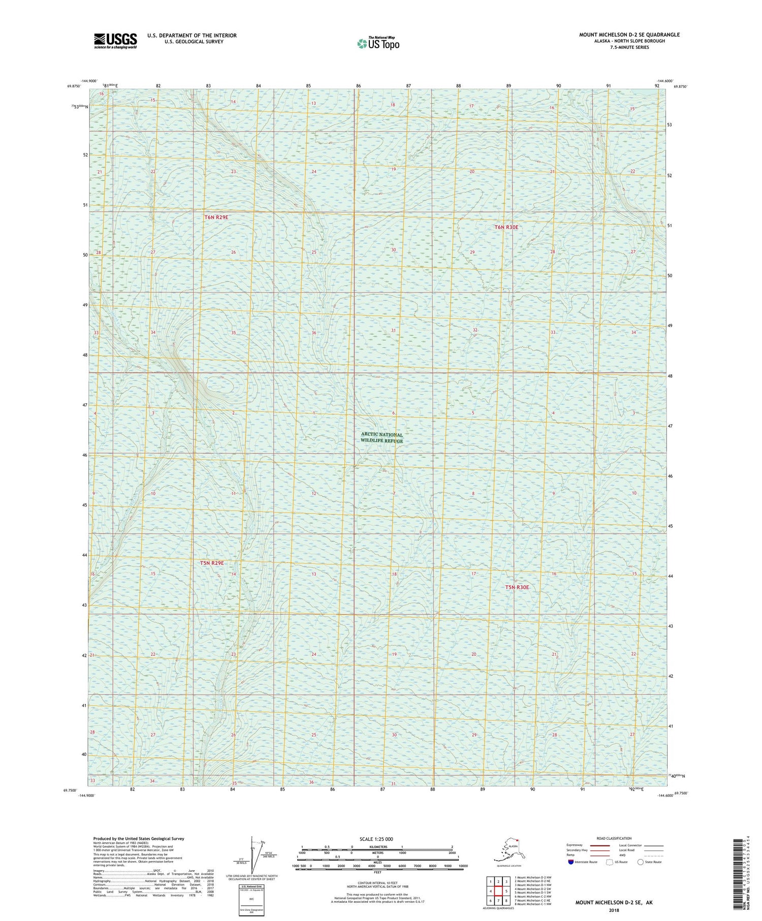Mount Michelson D-2 SE Alaska US Topo Map Image