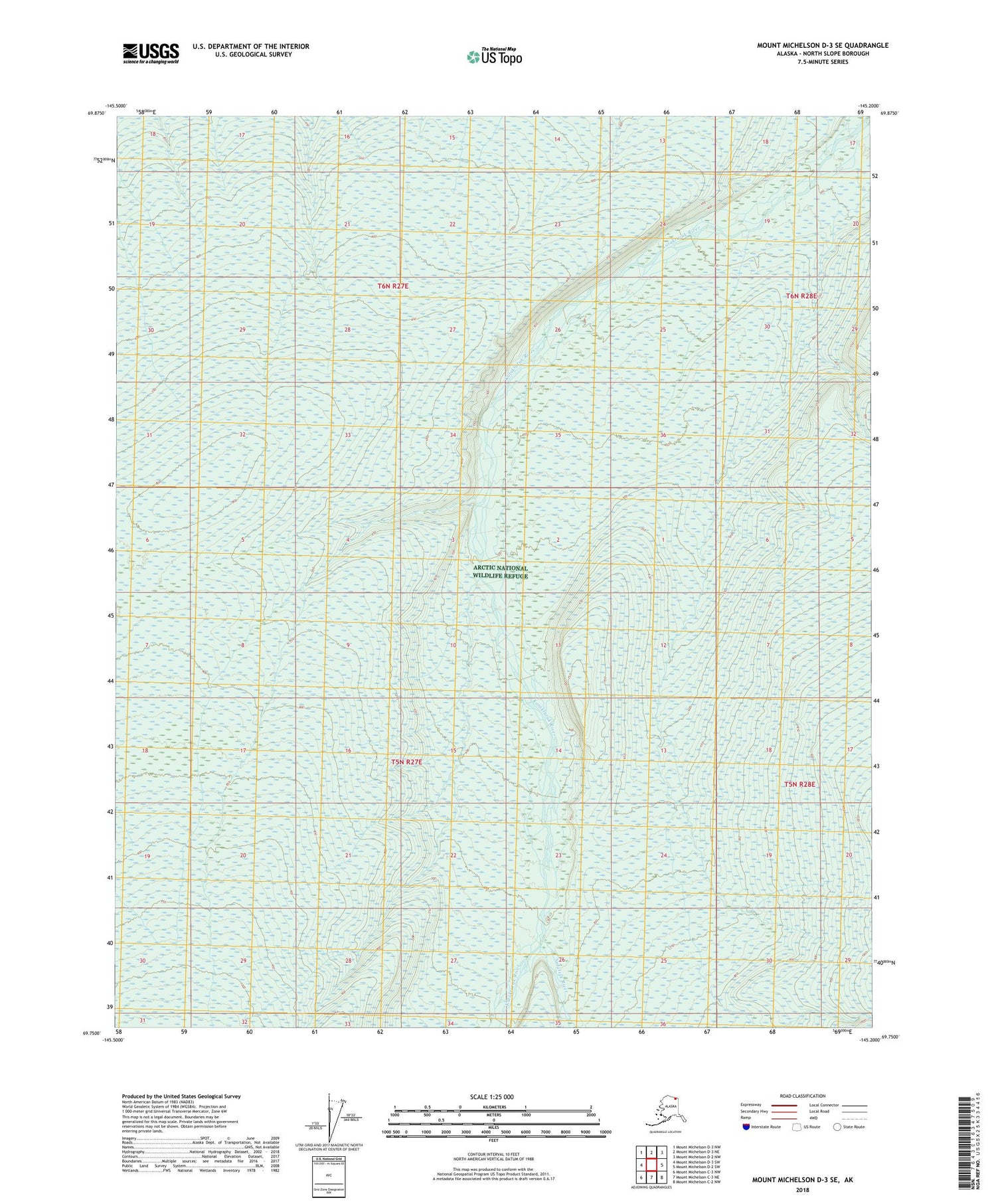 Mount Michelson D-3 SE Alaska US Topo Map Image