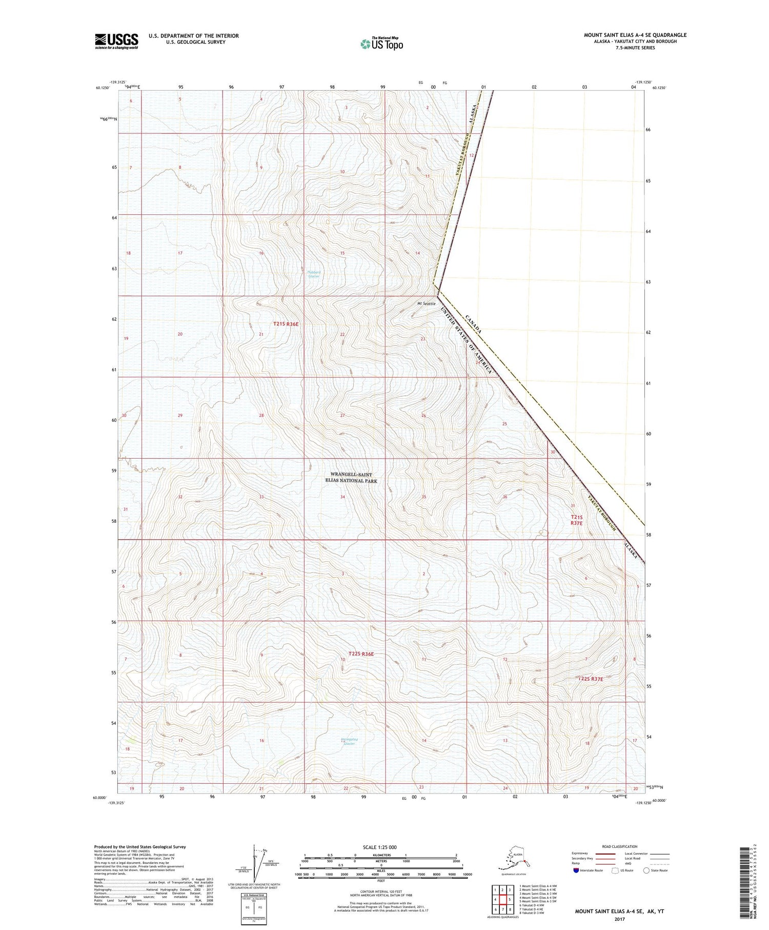 Mount Saint Elias A-4 SE Alaska US Topo Map Image