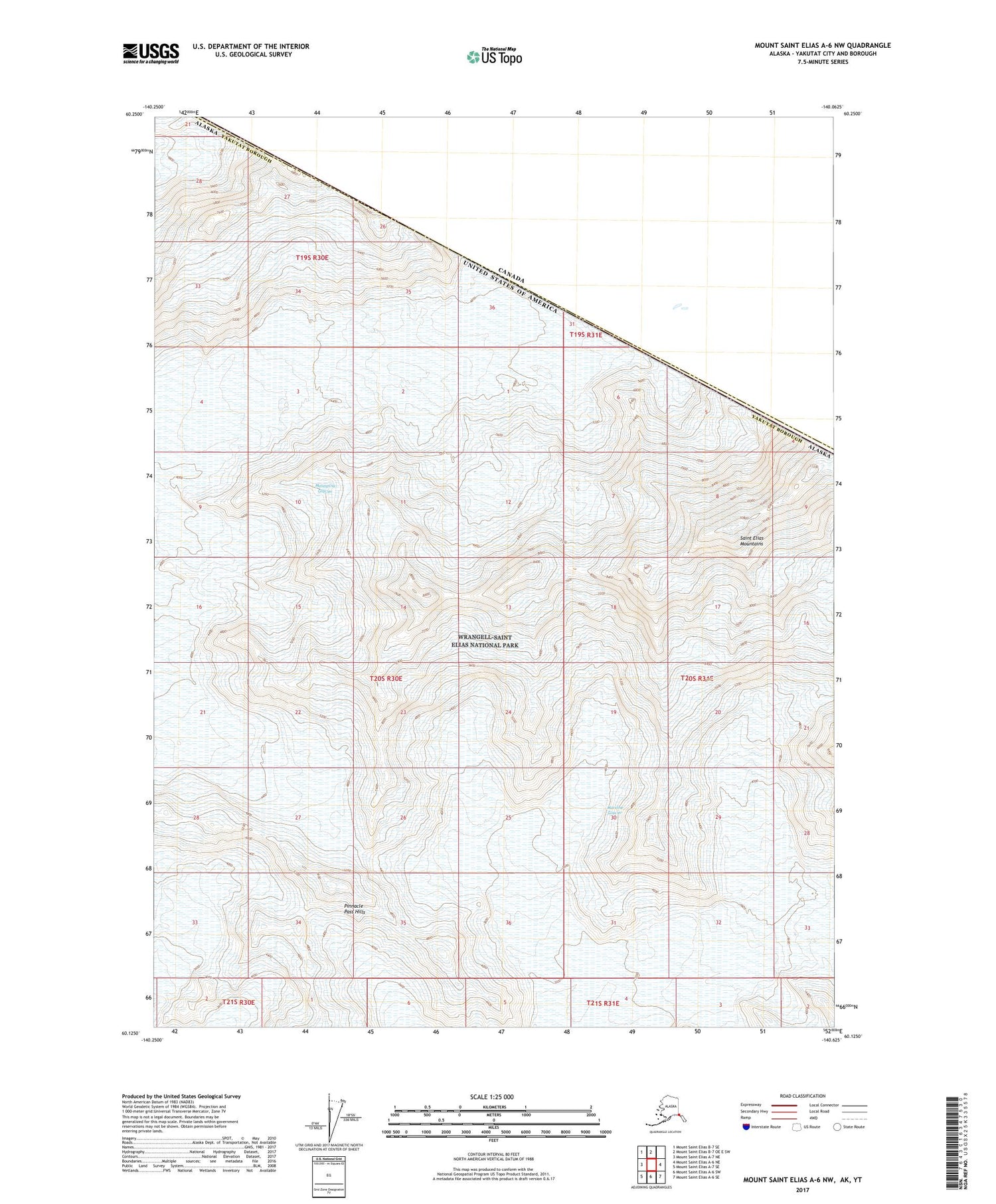 Mount Saint Elias A-6 NW Alaska US Topo Map Image