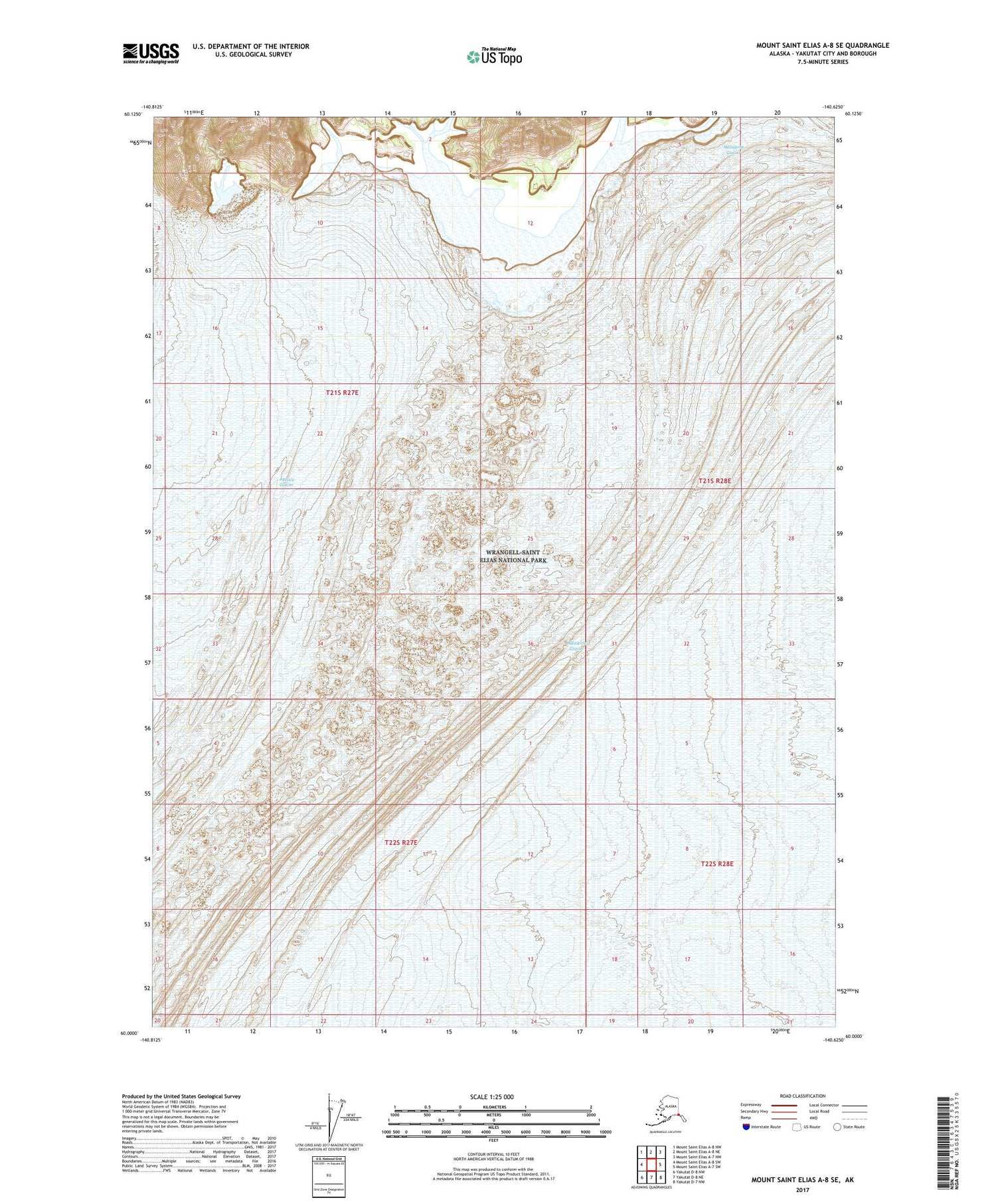 Mount Saint Elias A-8 SE Alaska US Topo Map Image