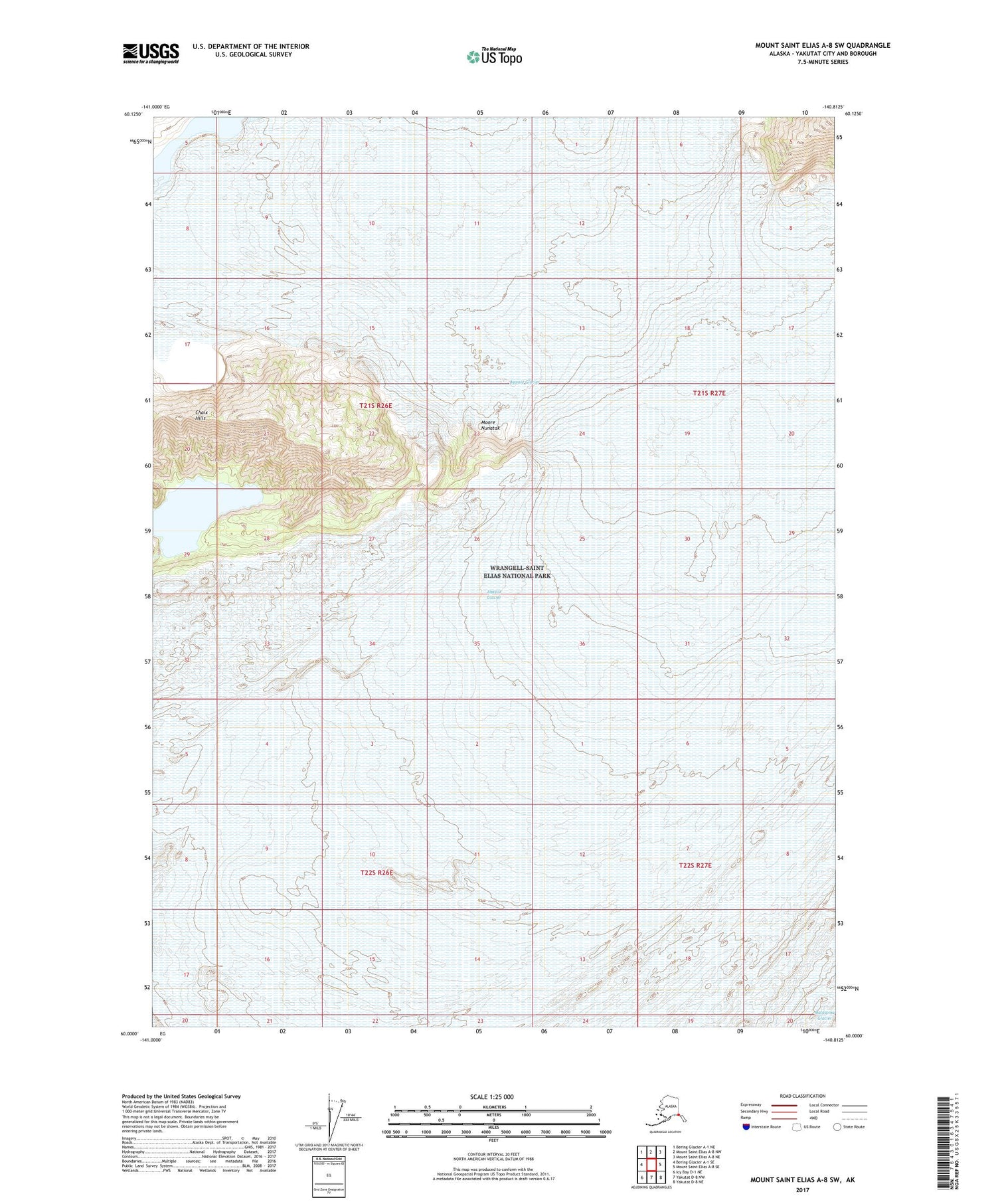 Mount Saint Elias A-8 SW Alaska US Topo Map Image