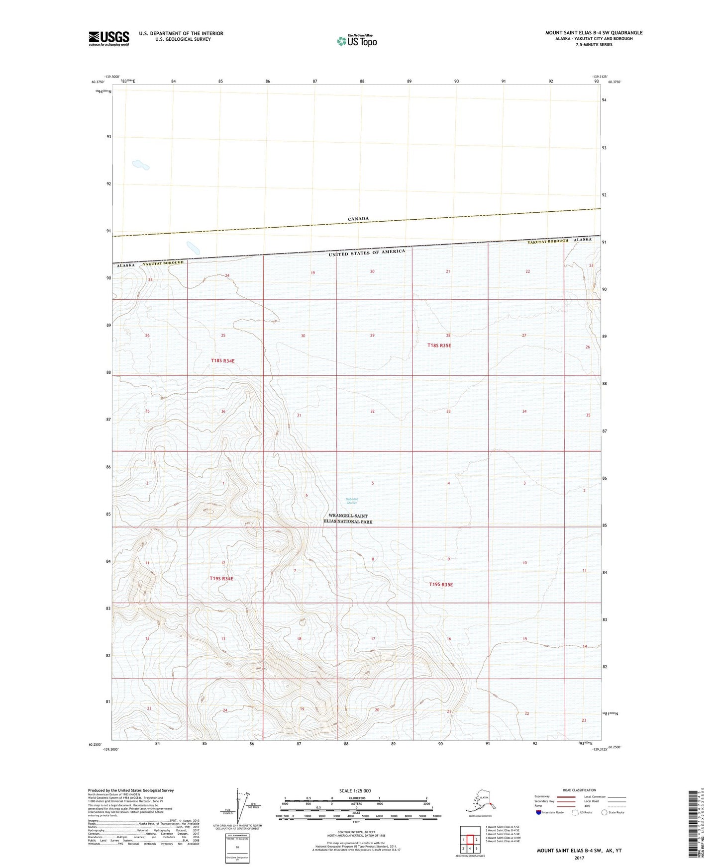 Mount Saint Elias B-4 SW Alaska US Topo Map Image
