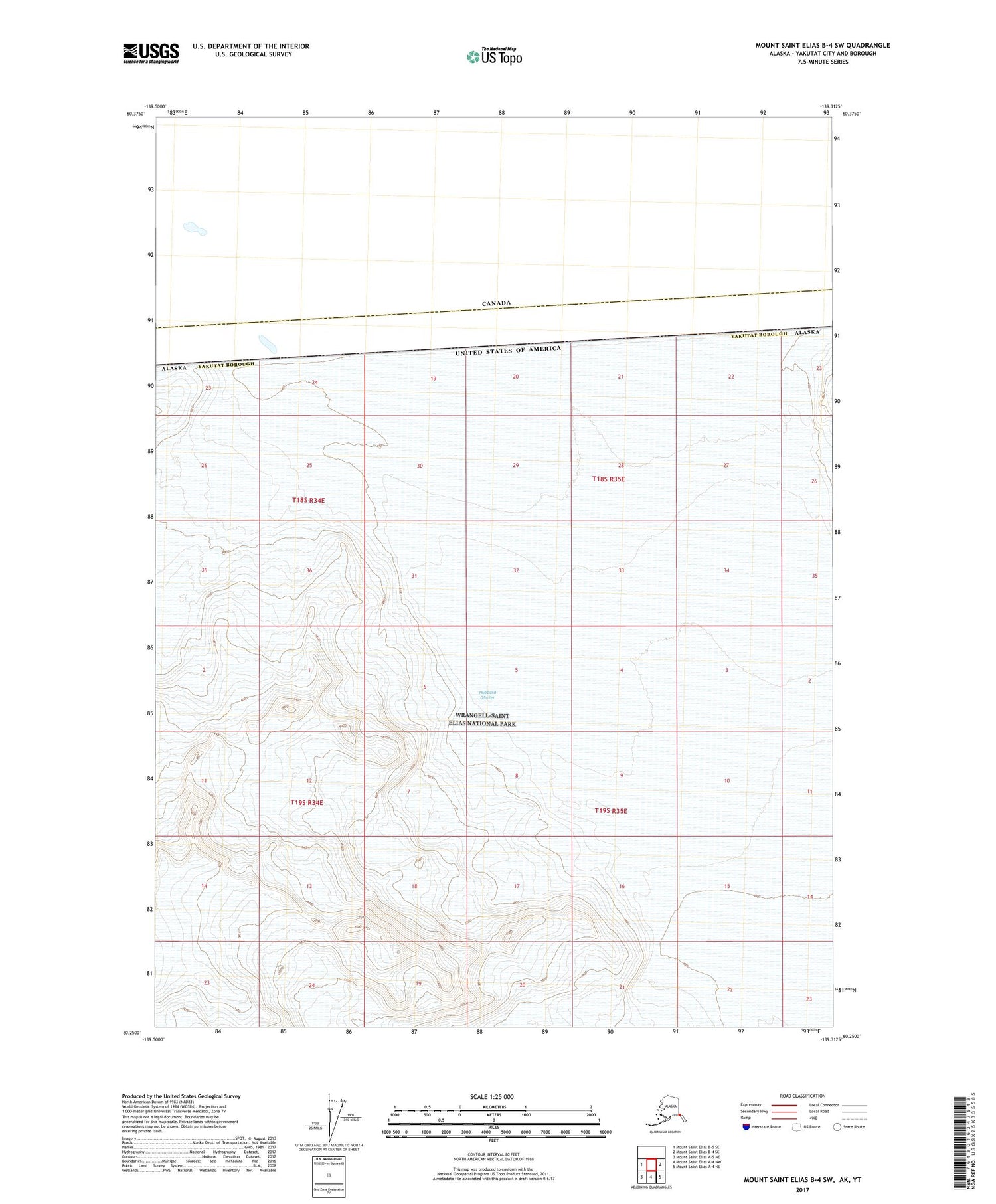 Mount Saint Elias B-4 SW Alaska US Topo Map Image