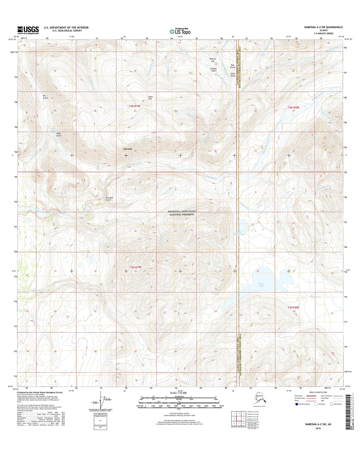 Nabesna A-2 SW Alaska US Topo Map Image