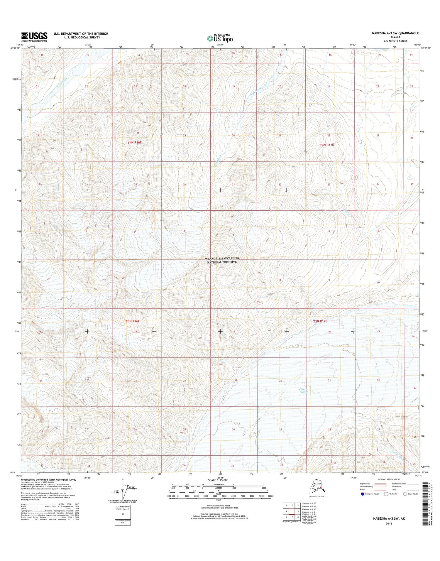 Nabesna A-3 SW Alaska US Topo Map Image