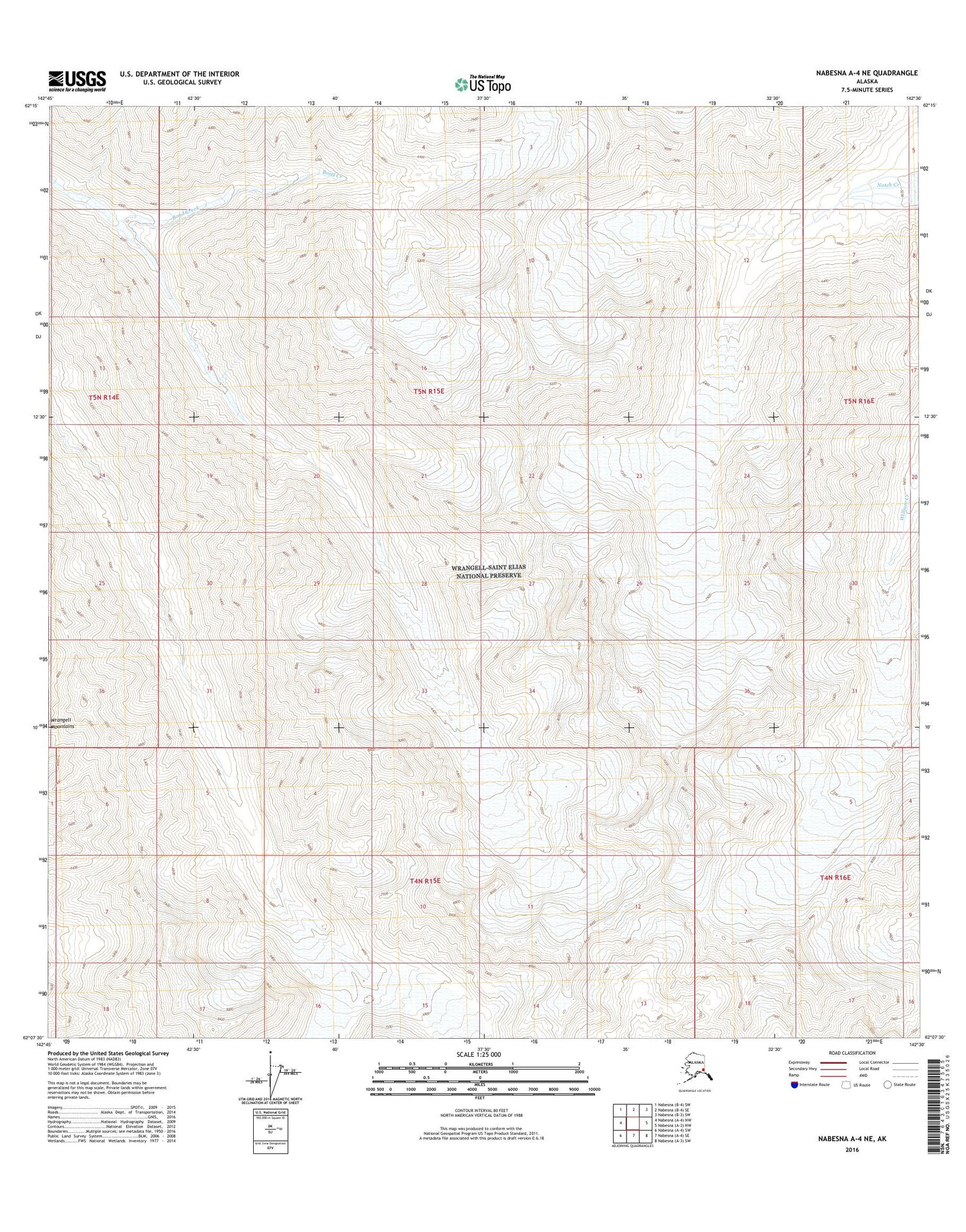 Nabesna A-4 NE Alaska US Topo Map Image