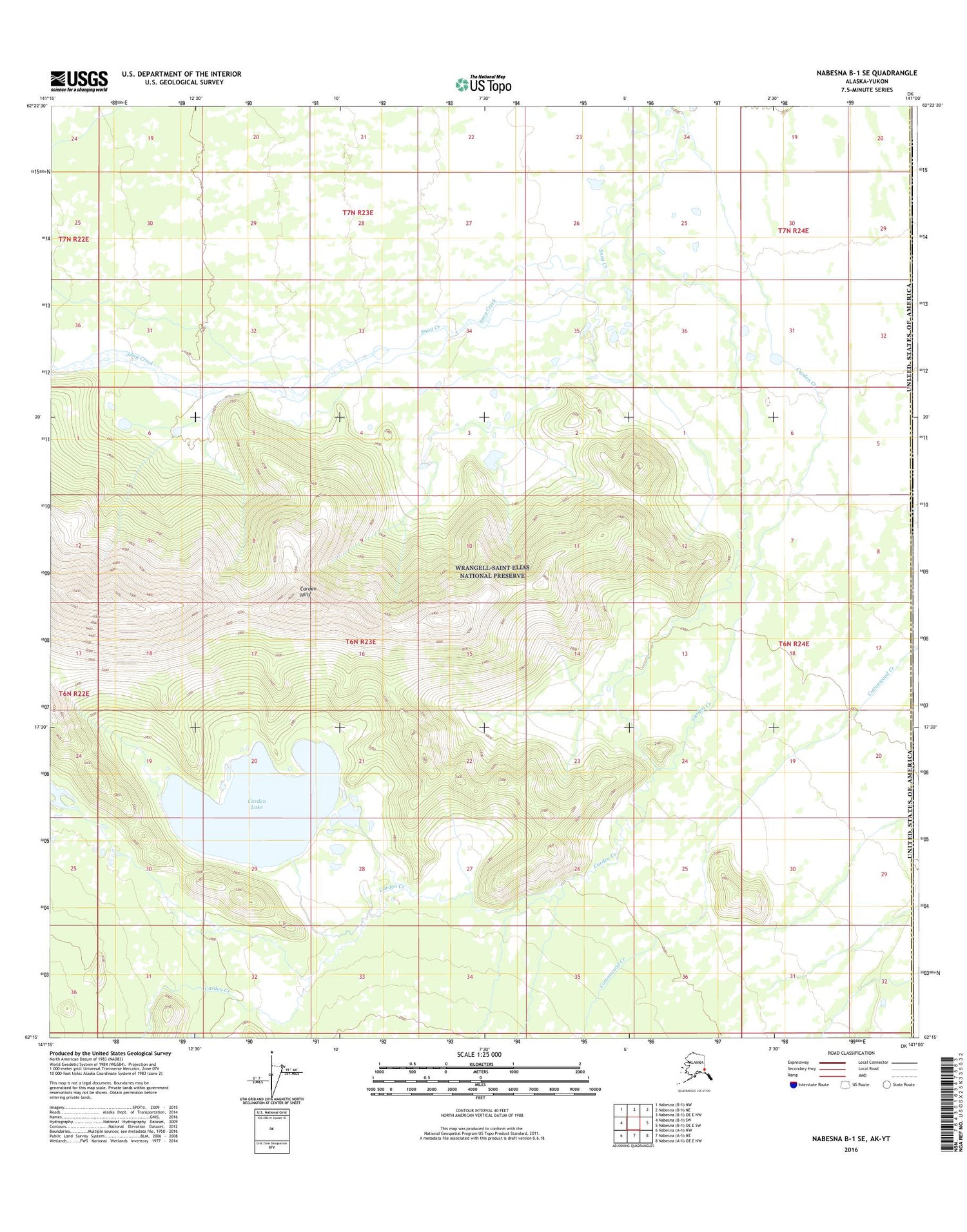 Nabesna B-1 SE Alaska US Topo Map Image