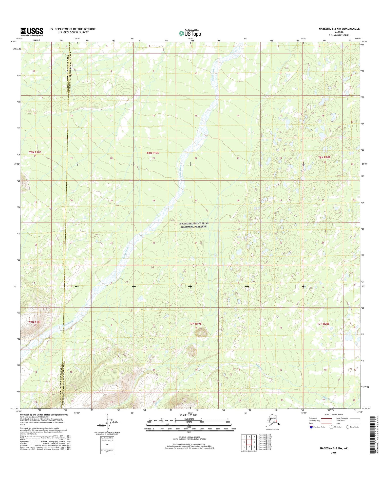 Nabesna B-2 NW Alaska US Topo Map Image