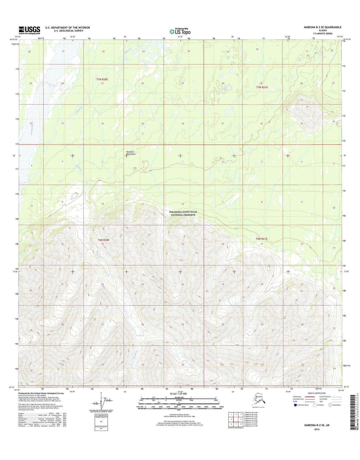 Nabesna B-2 SE Alaska US Topo Map Image