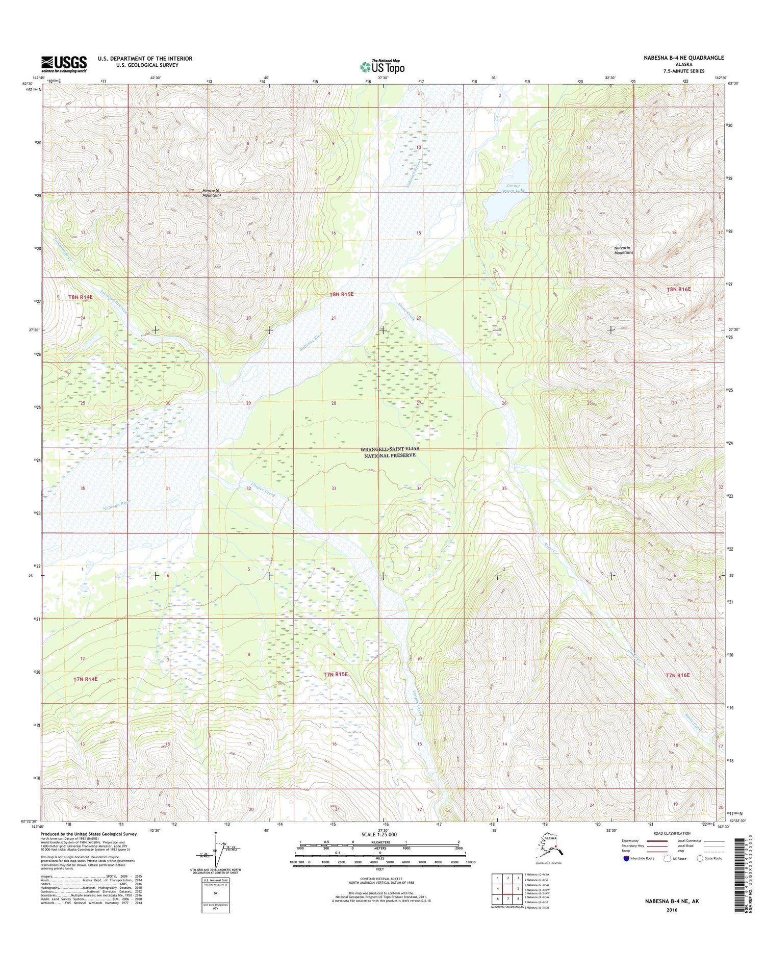 Nabesna B-4 NE Alaska US Topo Map Image