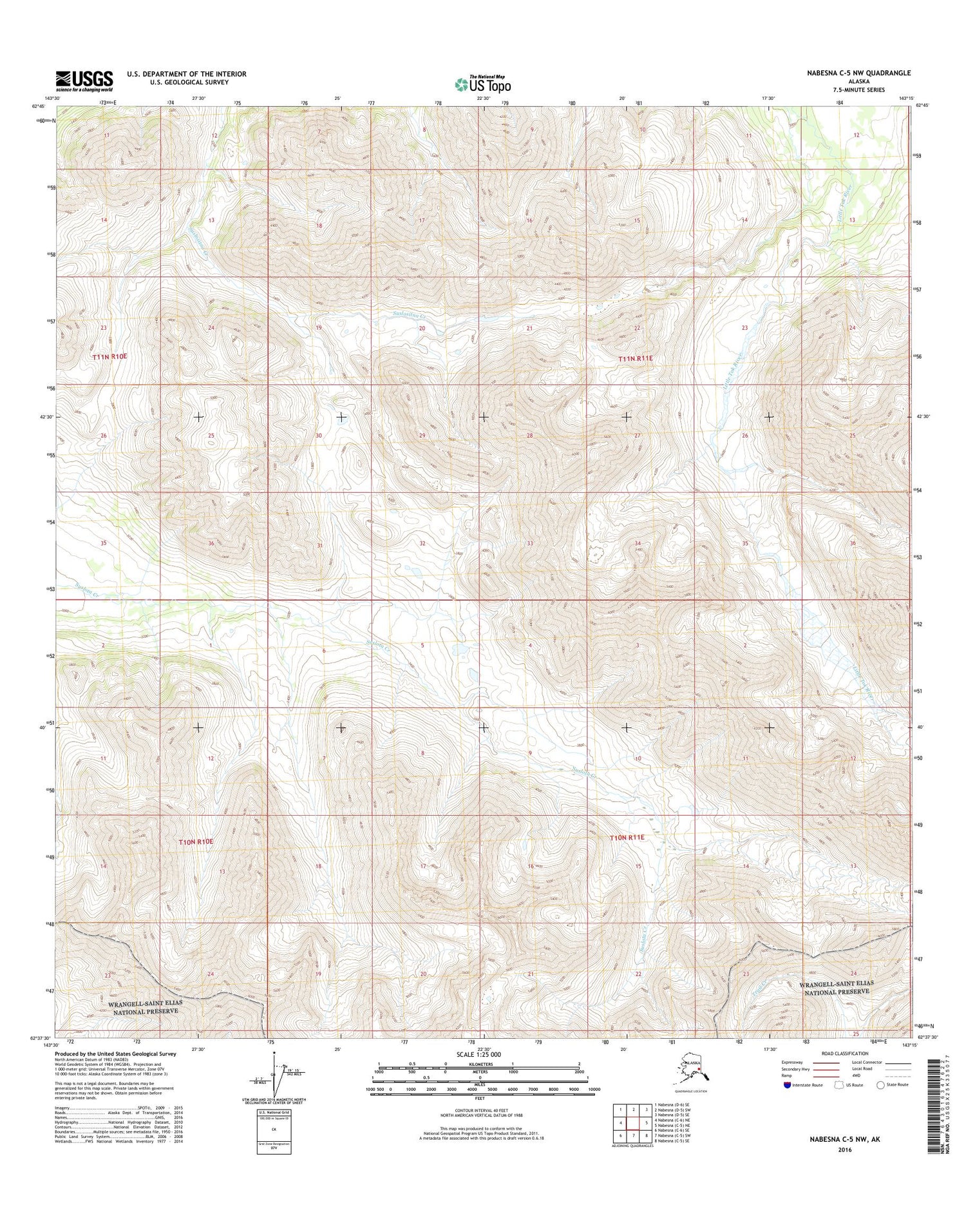 Nabesna C-5 NW Alaska US Topo Map Image