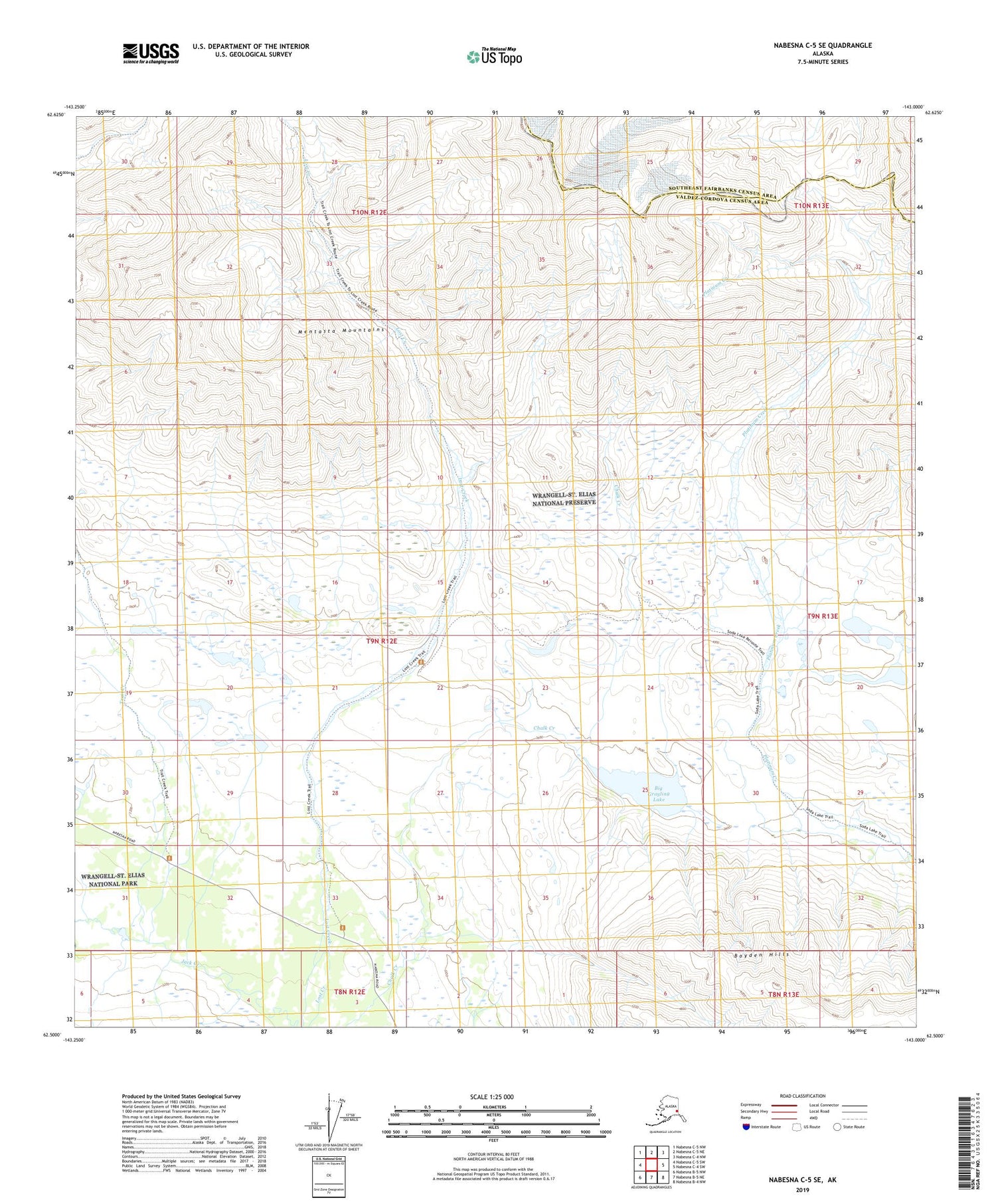 Nabesna C-5 SE Alaska US Topo Map Image