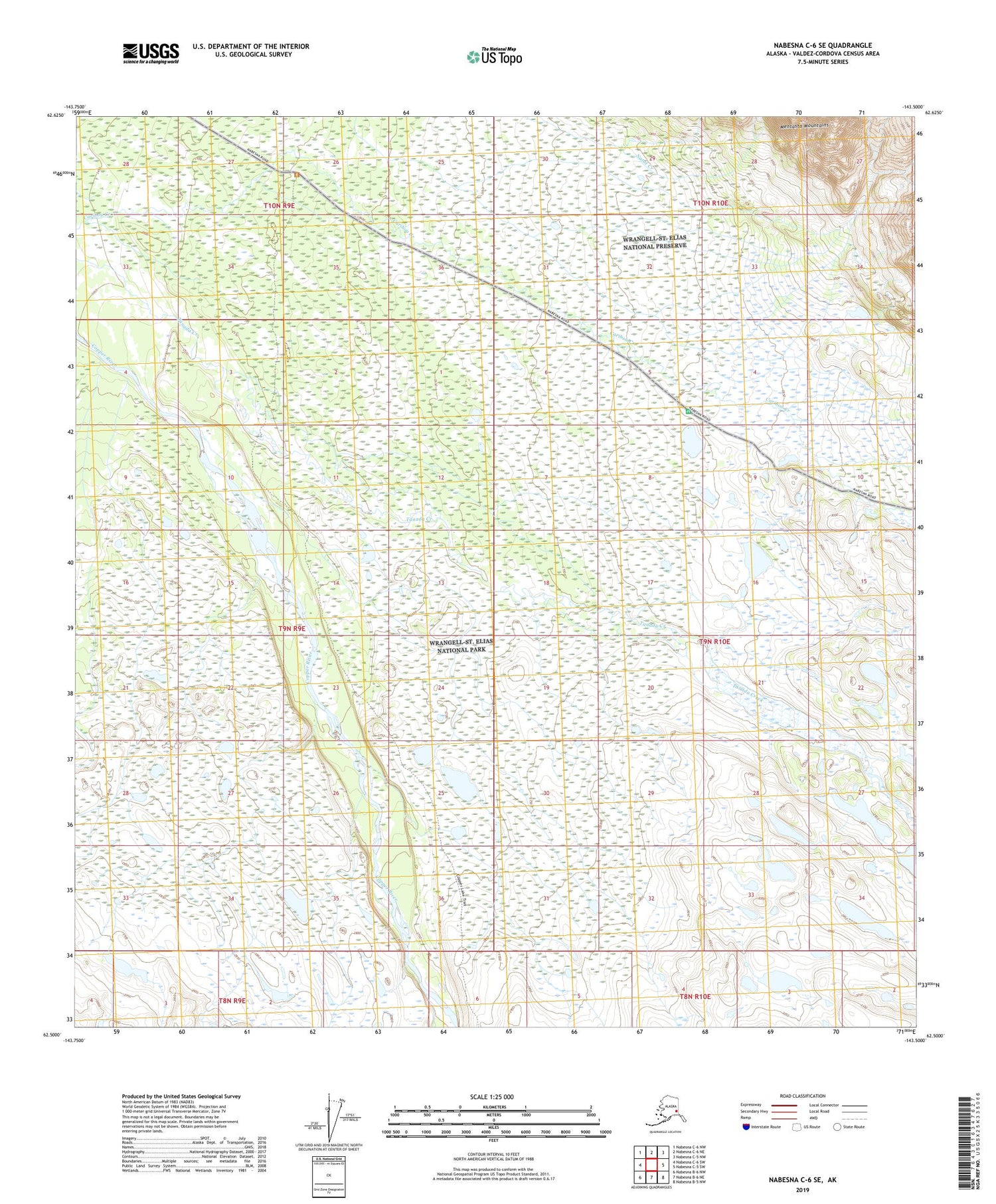 Nabesna C-6 SE Alaska US Topo Map Image