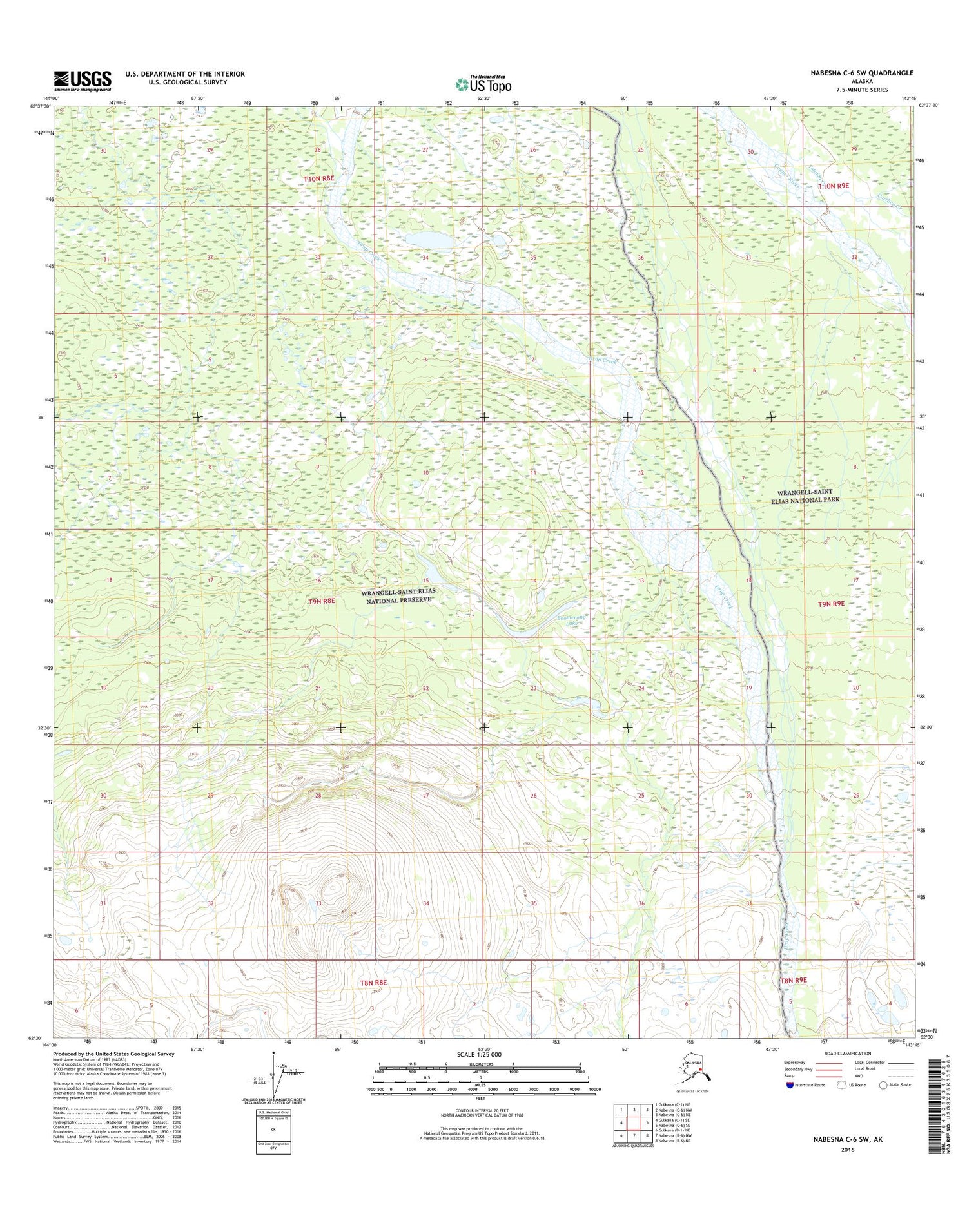 Nabesna C-6 SW Alaska US Topo Map Image