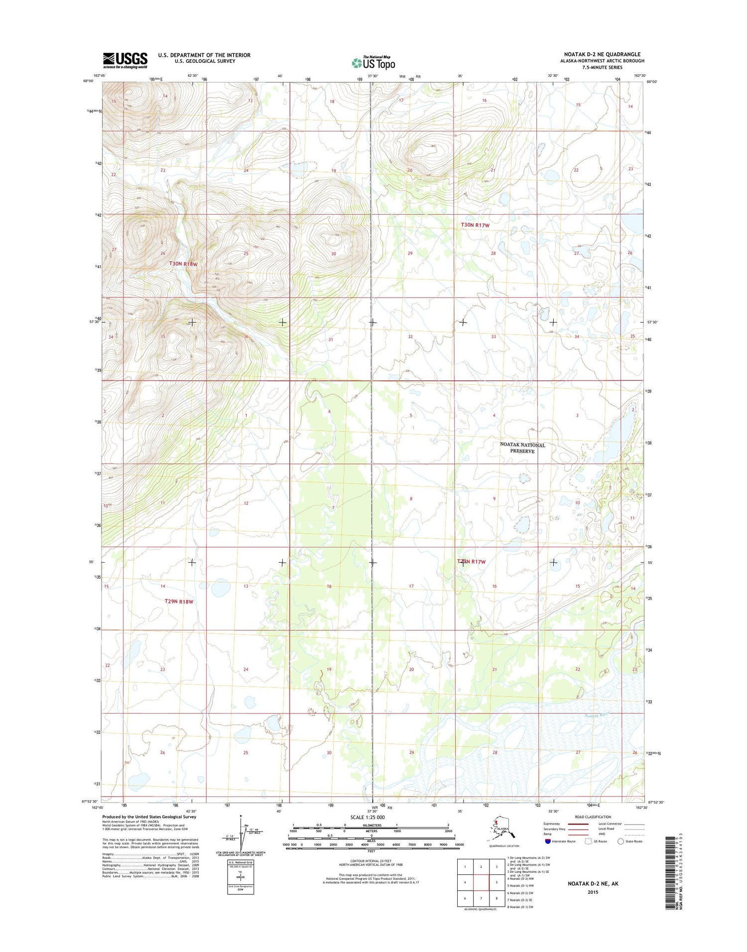 Noatak D-2 NE Alaska US Topo Map Image