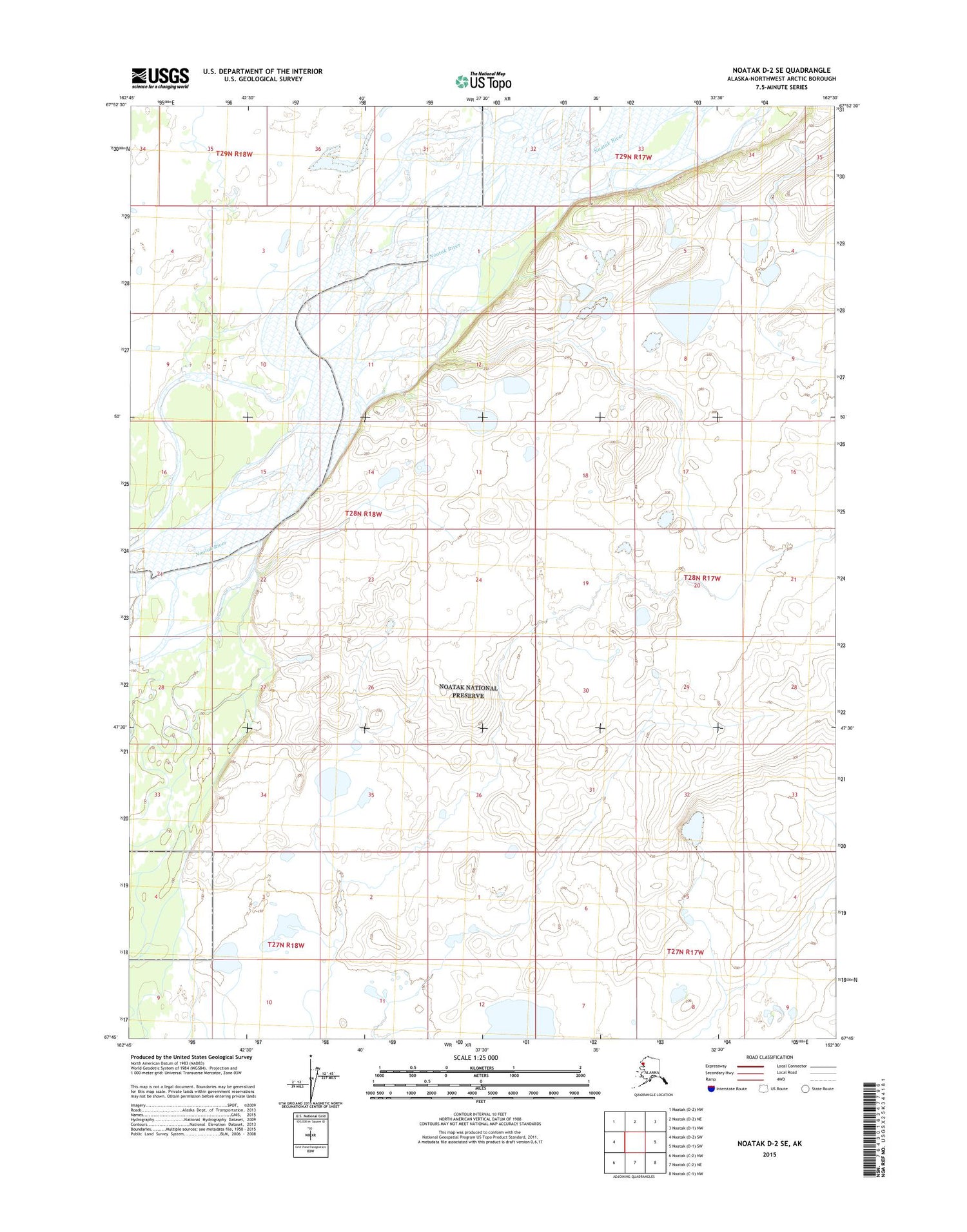 Noatak D-2 SE Alaska US Topo Map Image