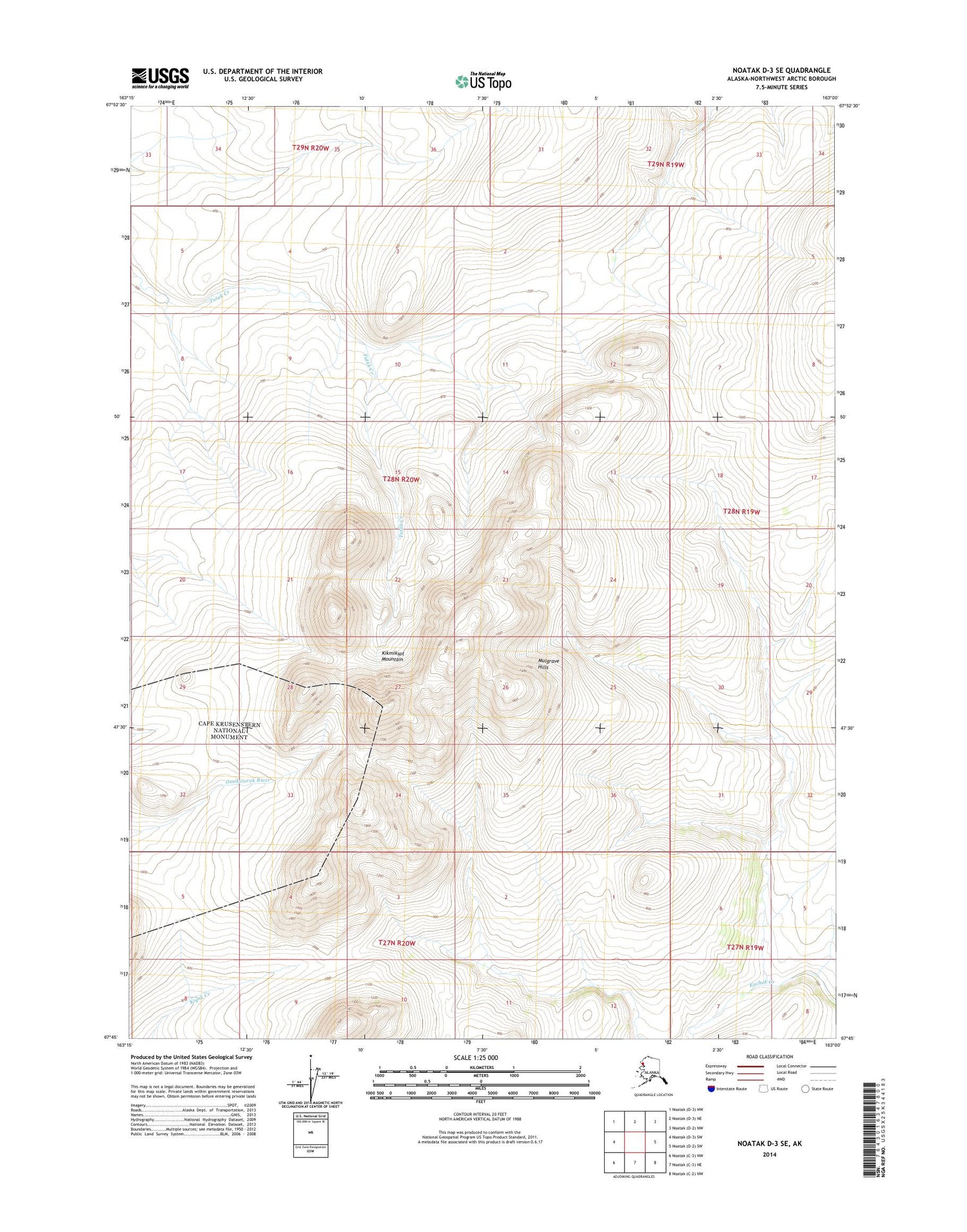 Noatak D-3 SE Alaska US Topo Map Image