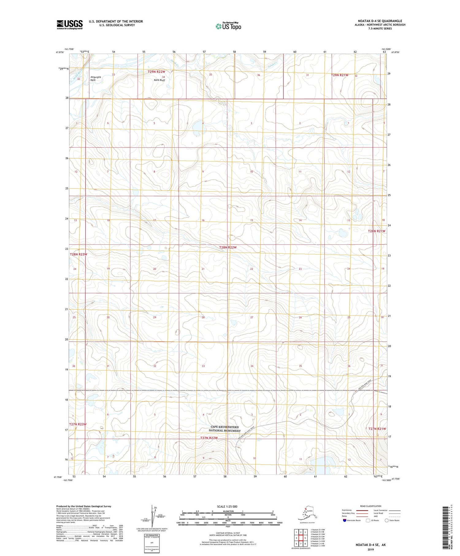 Noatak D-4 SE Alaska US Topo Map Image