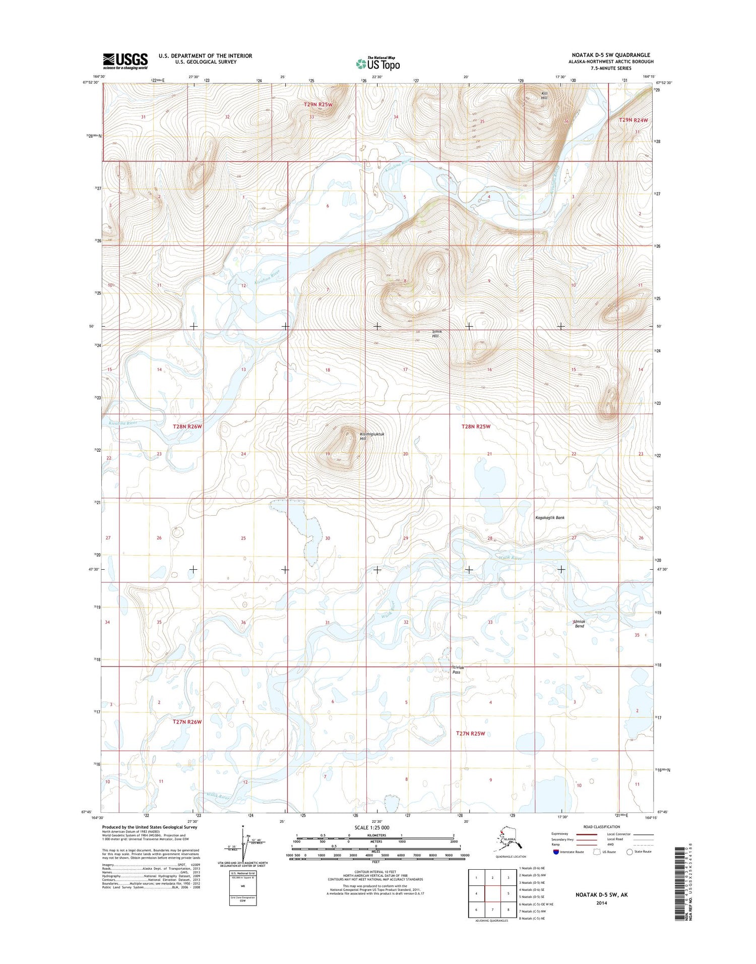 Noatak D-5 SW Alaska US Topo Map Image