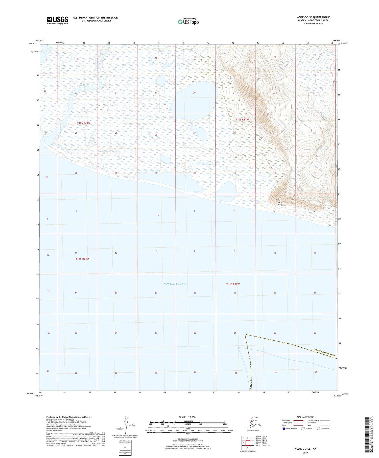 Nome C-3 SE Alaska US Topo Map Image