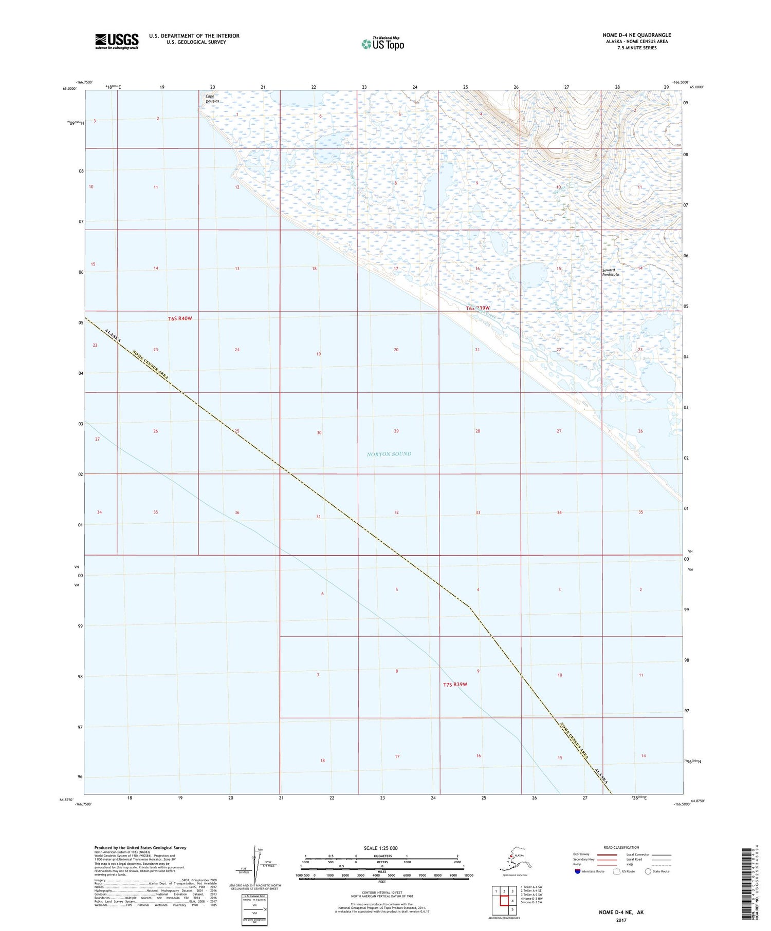 Nome D-4 NE Alaska US Topo Map Image