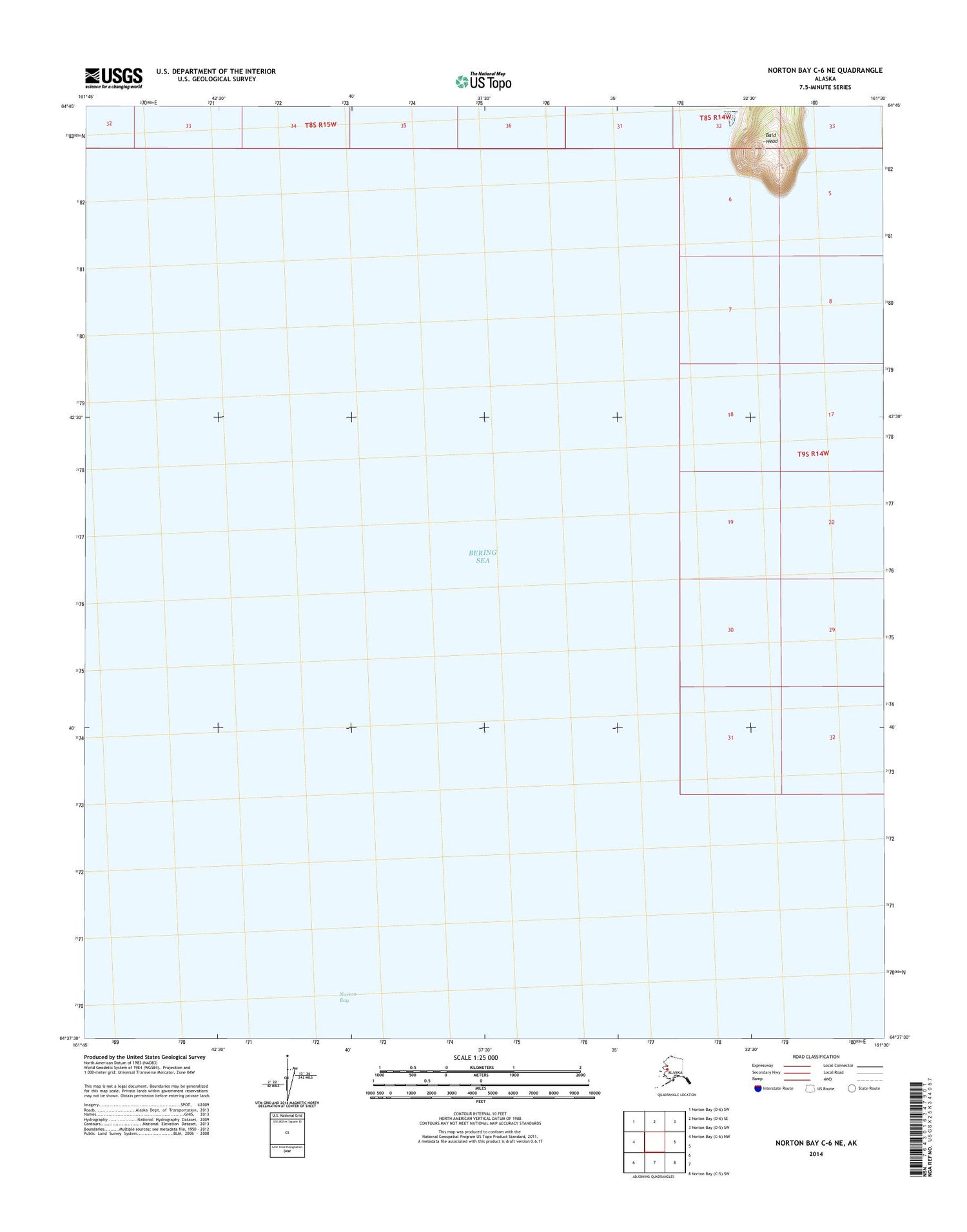 Norton Bay C-6 NE Alaska US Topo Map Image