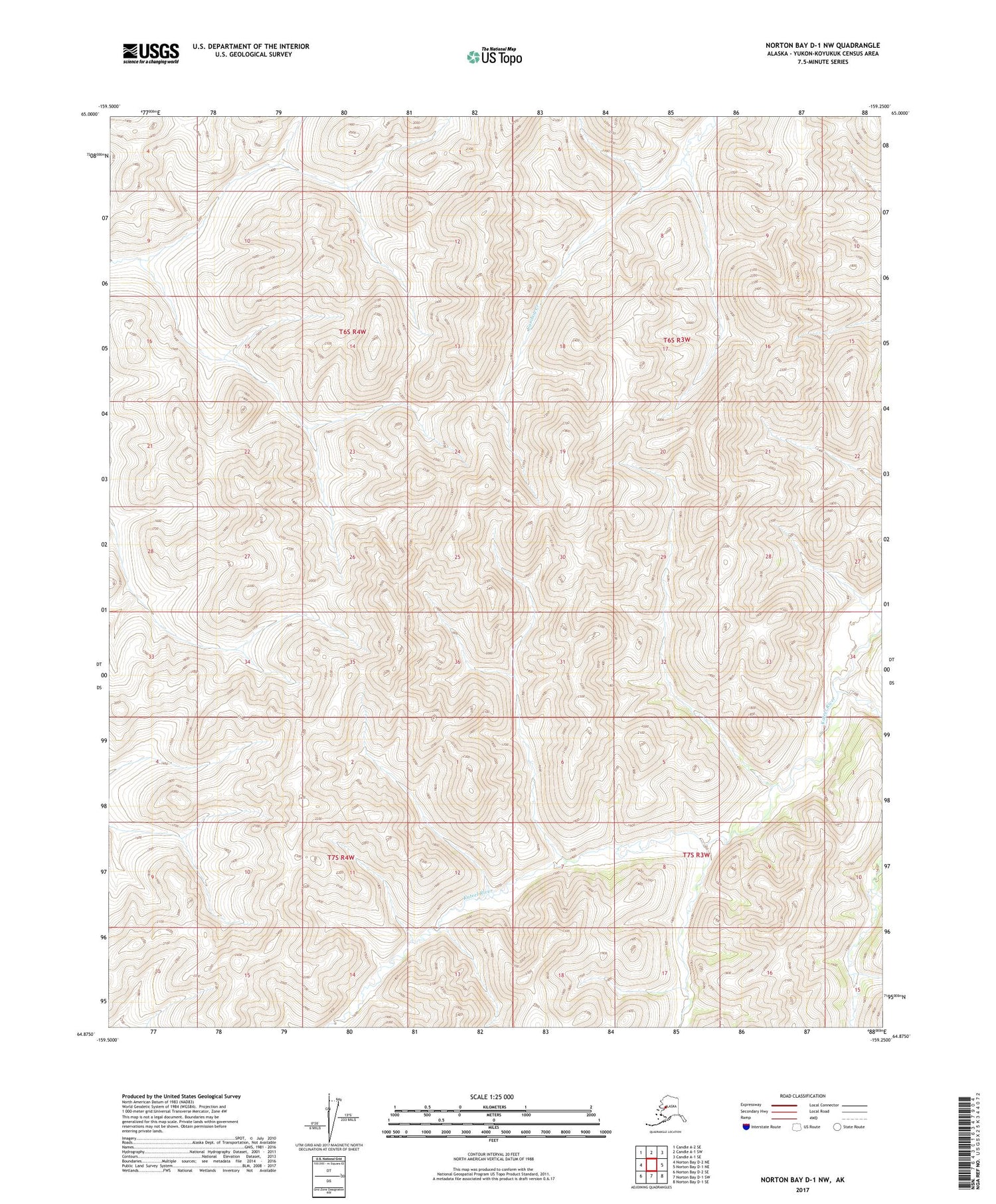 Norton Bay D-1 NW Alaska US Topo Map Image