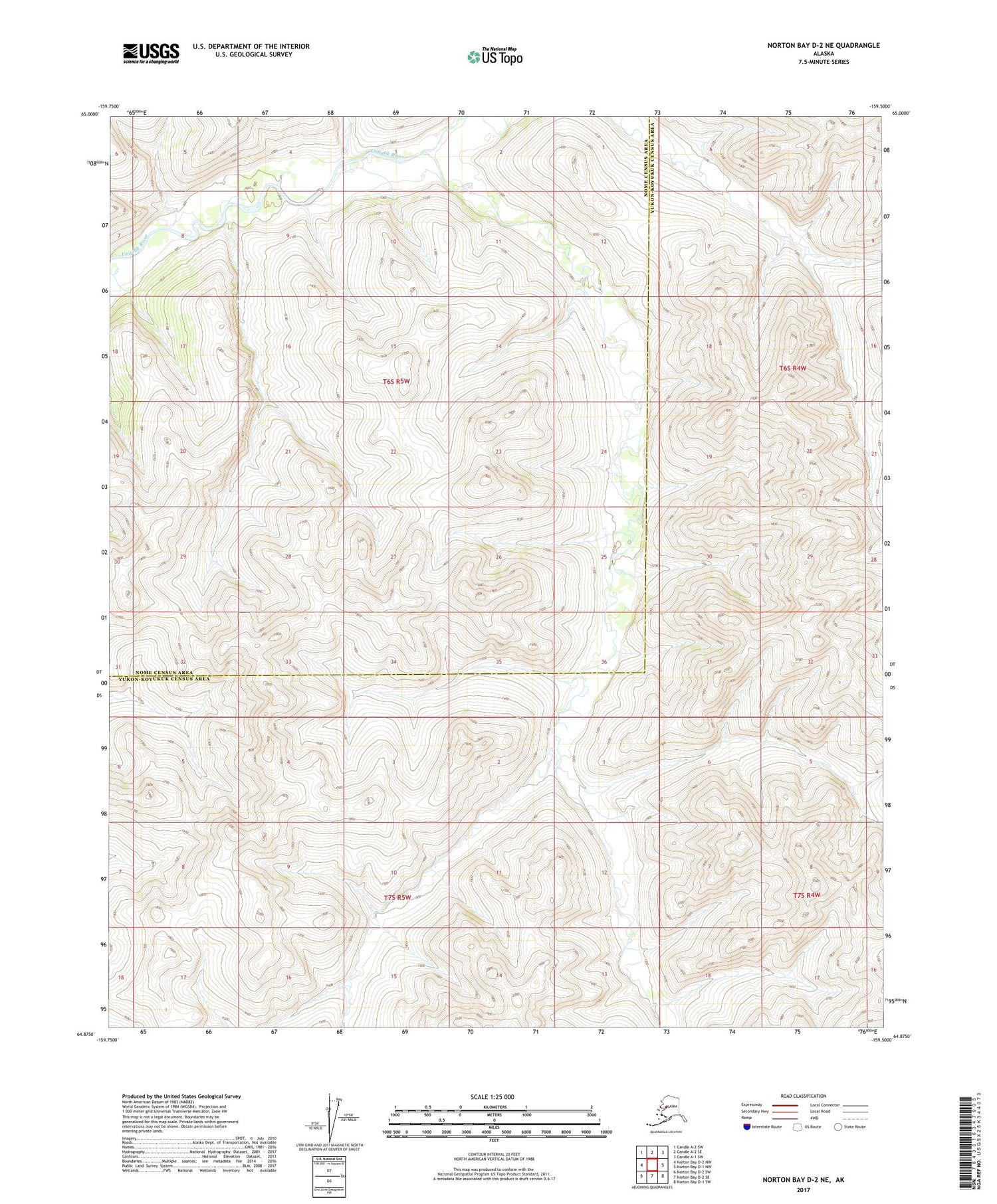 Norton Bay D-2 NE Alaska US Topo Map Image