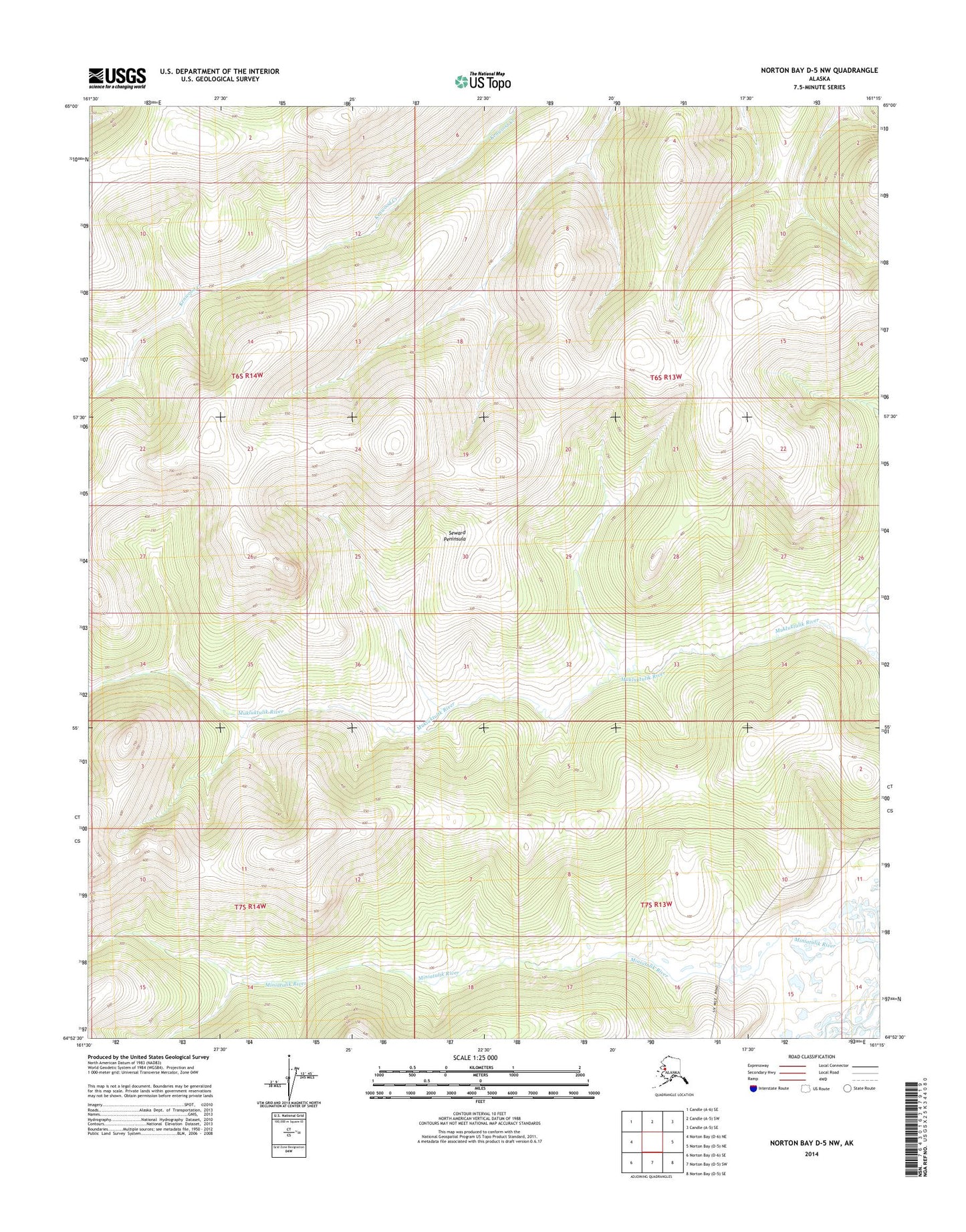 Norton Bay D-5 NW Alaska US Topo Map Image