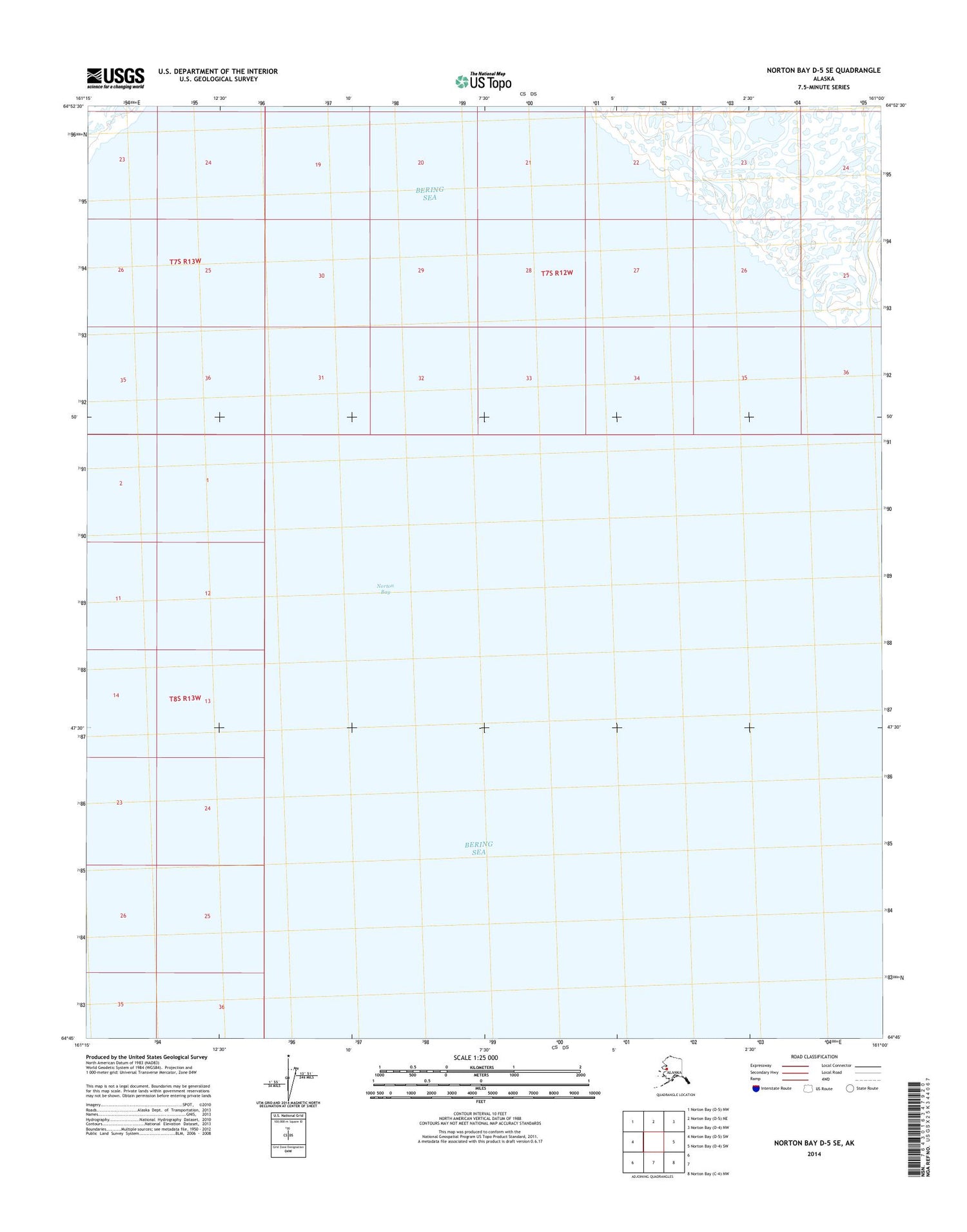 Norton Bay D-5 SE Alaska US Topo Map Image