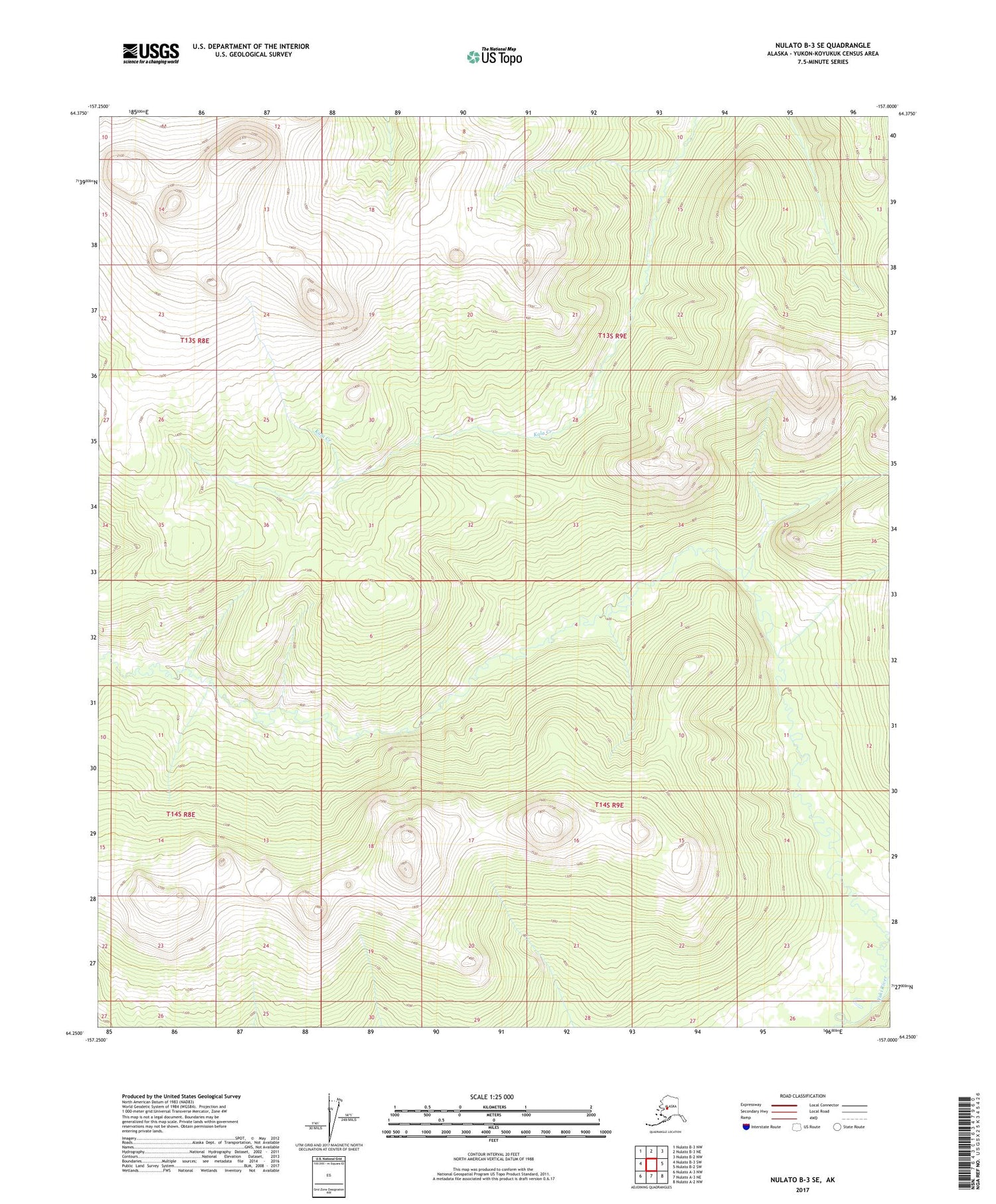 Nulato B-3 SE Alaska US Topo Map Image